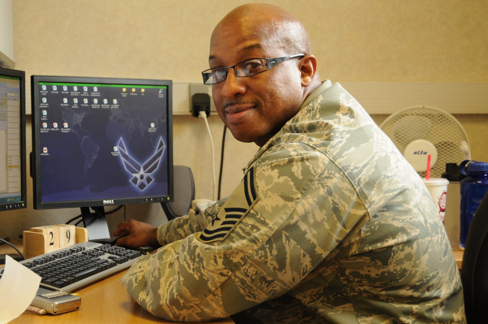 Senior Master Sgt. Steven Higgins of the 48th Communications Squadron was recently named one of the Air Force’s 12 Outstanding Airmen of the Year. Sergeant Higgins has served in the Air Force for 25 years and is currently superintendent of inspections for the 48th Fighter Wing. (U.S. Air Force photo/Senior Airman David Dobrydney)