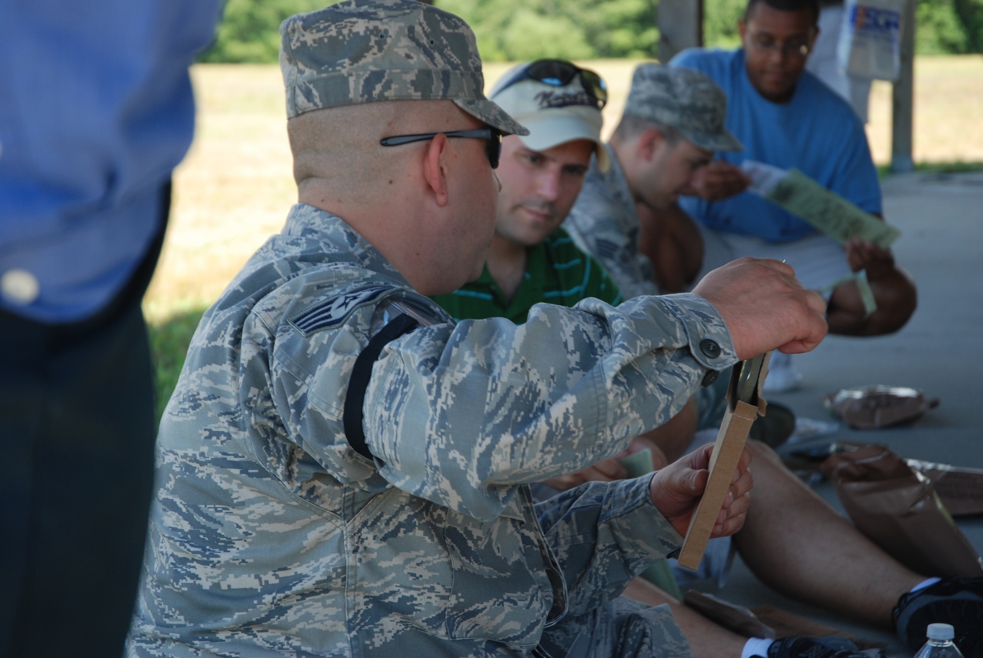 Employers of Westover Reservists visited the Patriot Wing on Saturday of the August A UTA to learn first hand what it means to be a Reservist.  Activities the employers participated in included an Aerial Port demonstration on cargo loading, a tour of the C-5, a flight in the C-5 simulator, a Mission Oriented Protective Posture demonstration and a trip to the Dog Patch training area.