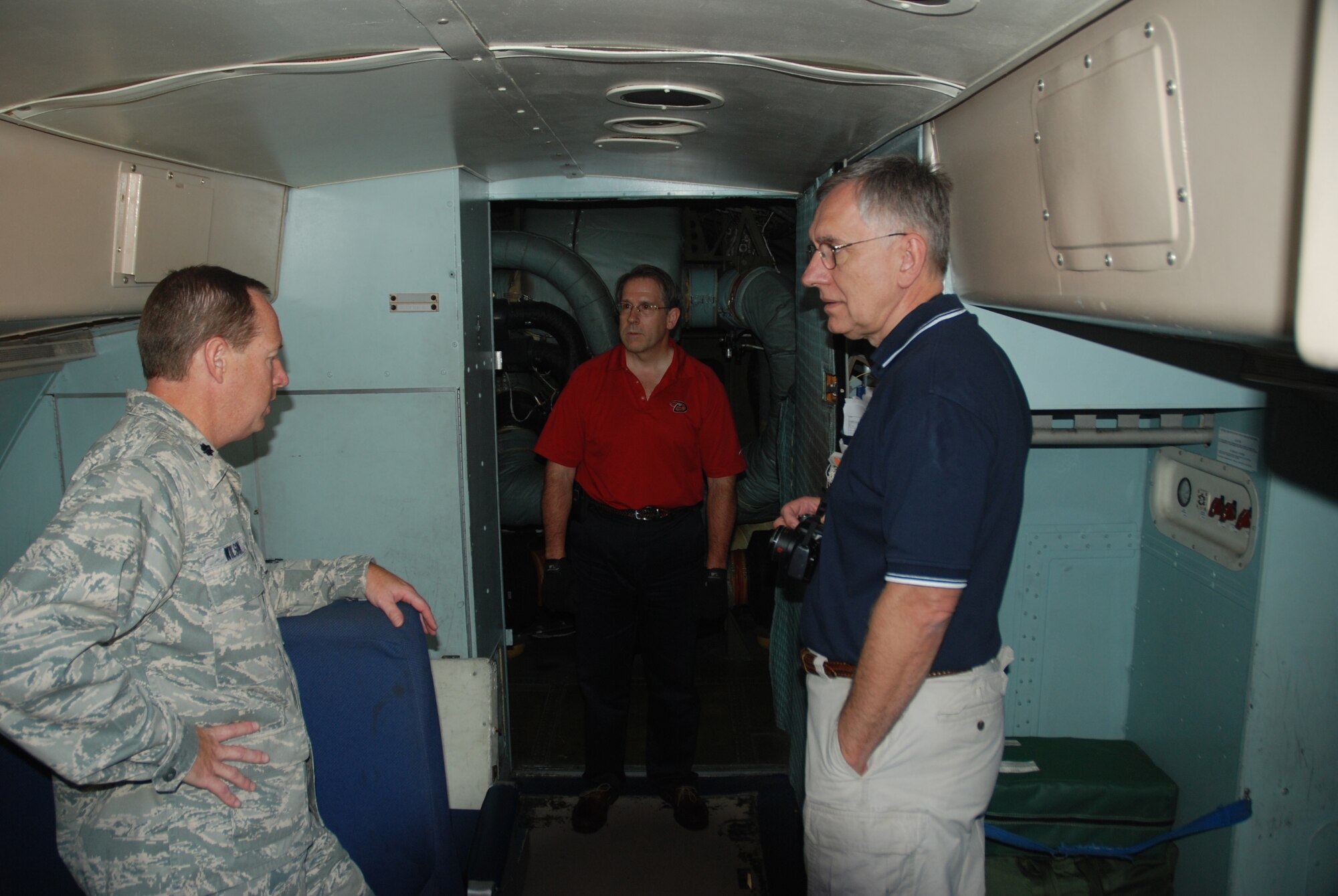 Employers of Westover Reservists visited the Patriot Wing on Saturday of the August A UTA to learn first hand what it means to be a Reservist.  Activities the employers participated in included an Aerial Port demonstration on cargo loading, a tour of the C-5, a flight in the C-5 simulator, a Mission Oriented Protective Posture demonstration and a trip to the Dog Patch training area.
