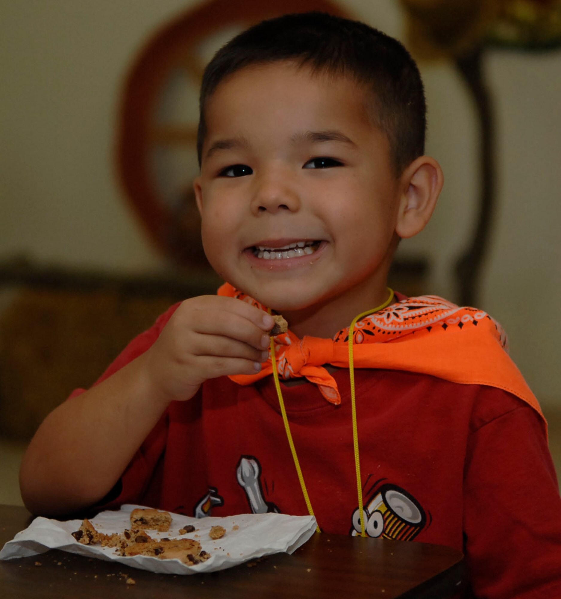 SCOTT AIR FORCE BASE, Ill. -- David Brown, 6, enjoys a cookie at Vacation Bible School. The program is directed by the Religious Education Director, Andrea Beringer, under the supervision of Chaplain (Capt.) Kenneth Johnson, senior protestant chaplain.