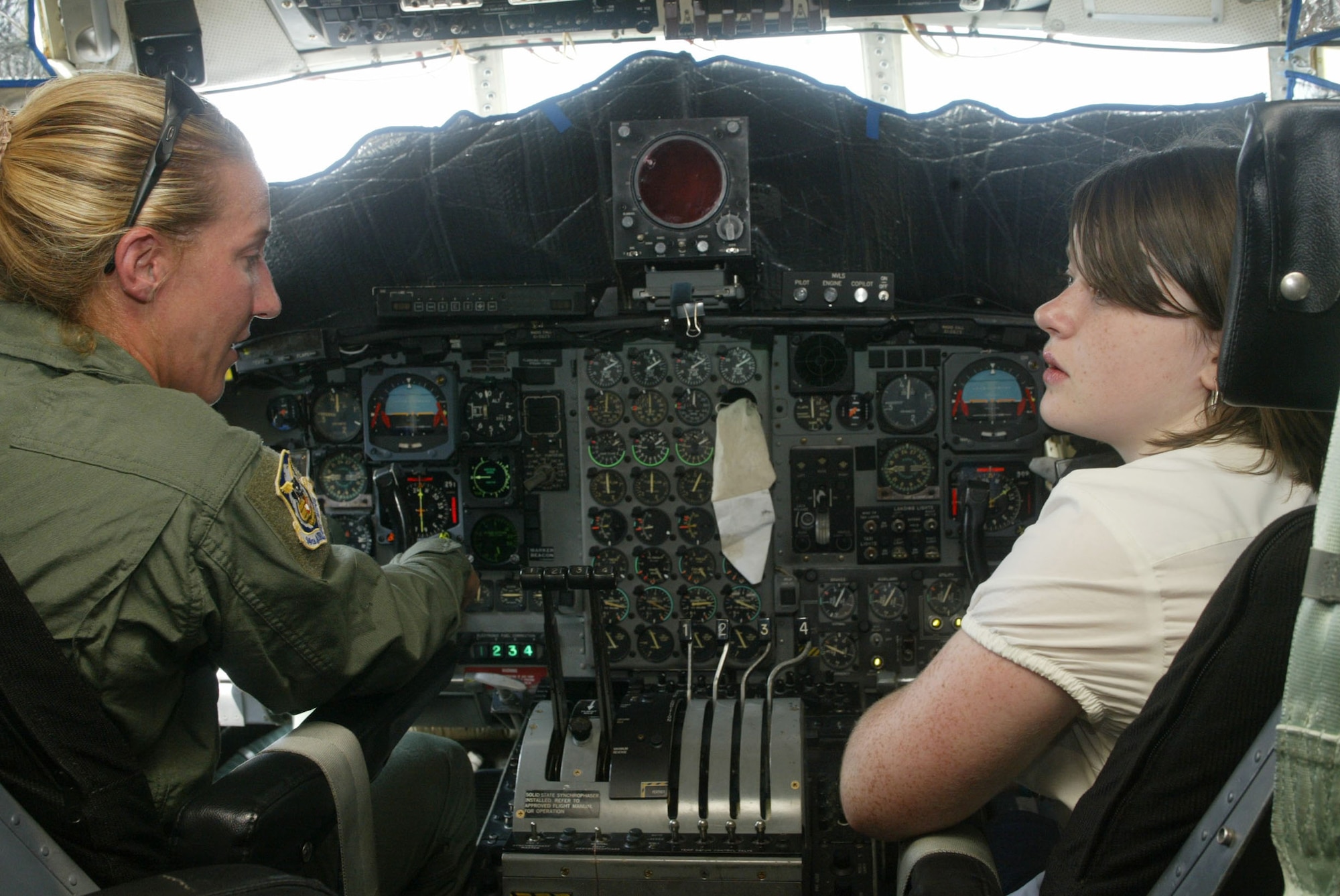 Tech. Sgt. Karie Contreras of the 94th Airlift Wing Aircraft Maintenance Flight took Angela, this week’s Wednesday’s Child, in the cockpit and let her be “co-pilot.”  Wednesday’s Child is a partnership of the Freddie Mac Foundation, WAGA Fox 5 Atlanta, and the Georgia Department of Family and Children Services Adoption Unit, formed to help families for children in foster care or with special needs who are available for adoption.  (U.S. Air Force Photo/Don Peek)