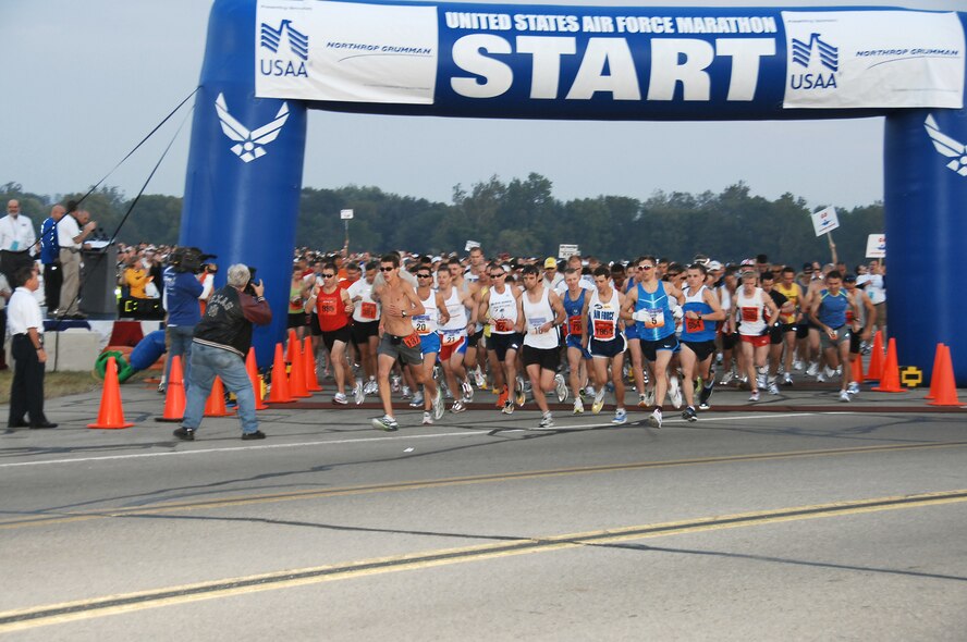 The Air Force Marathon already has more than 6,400 registered participants. The 19th annual race, which takes place Sept. 19, includes a full marathon, a half marathon and a 10K race. A 5K race, hosted by Wright State University, will be Sept. 18. (Air Force photo)