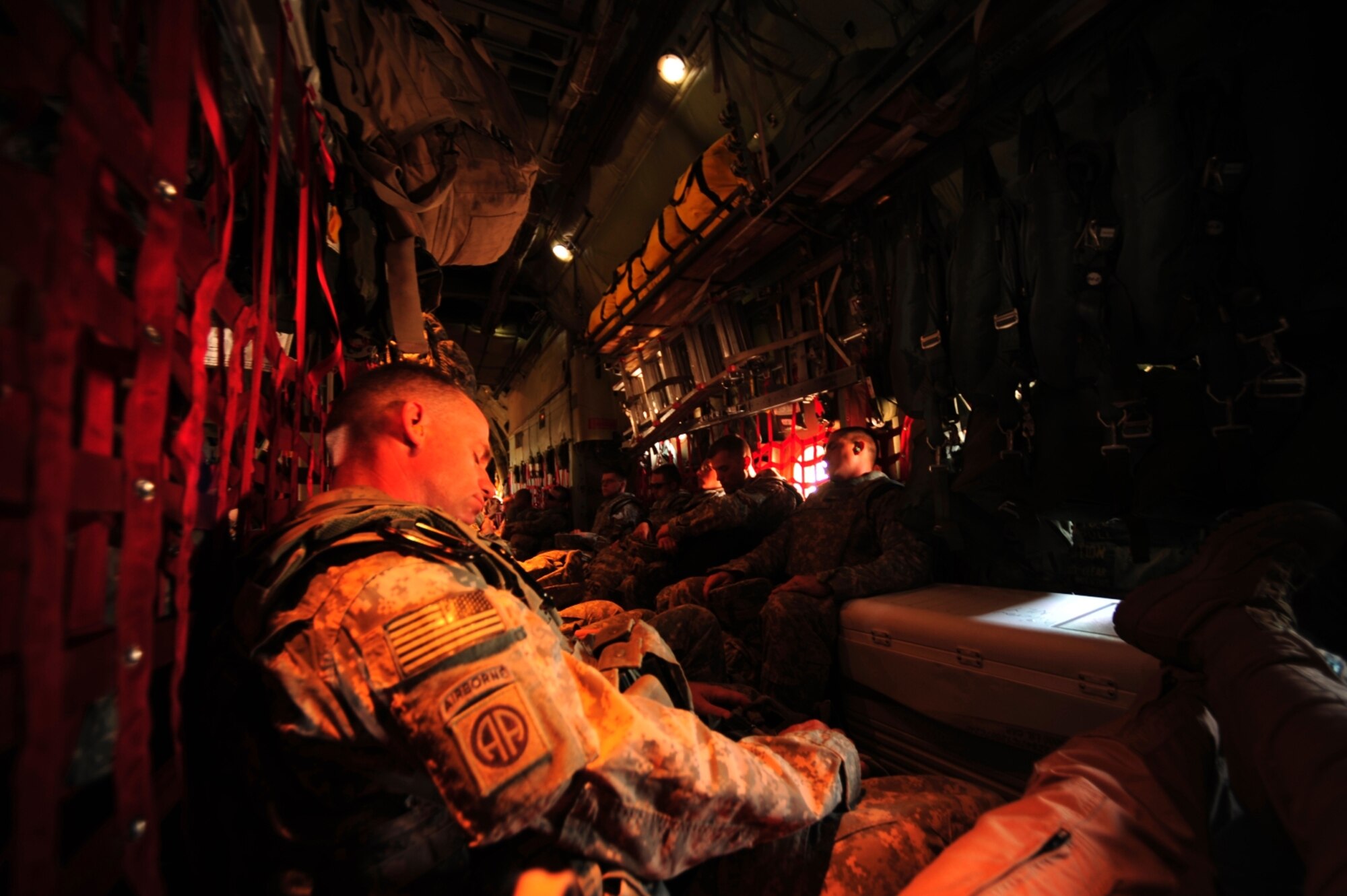 U.S. Air Force C-130 Hercules aircraft assigned to the 777th Expeditionary Airlift Squadron, transports troops throughout Iraq in support of Iraqi Freedom out of Joint Base Balad, Iraq on July 25, 2010. (U.S. Air Force photo by Staff Sgt. Andy M. Kin / Released)