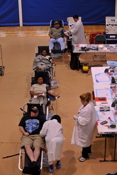 MOODY AIR FORCE BASE, Ga. -- Moody volunteers donate blood to the American Red Cross here Aug. 12. According to the ARC currently only 3 out of every 100 people in America donate blood. (U.S. Air Force photo by Airman 1st Class Joshua Green/RELEASED)