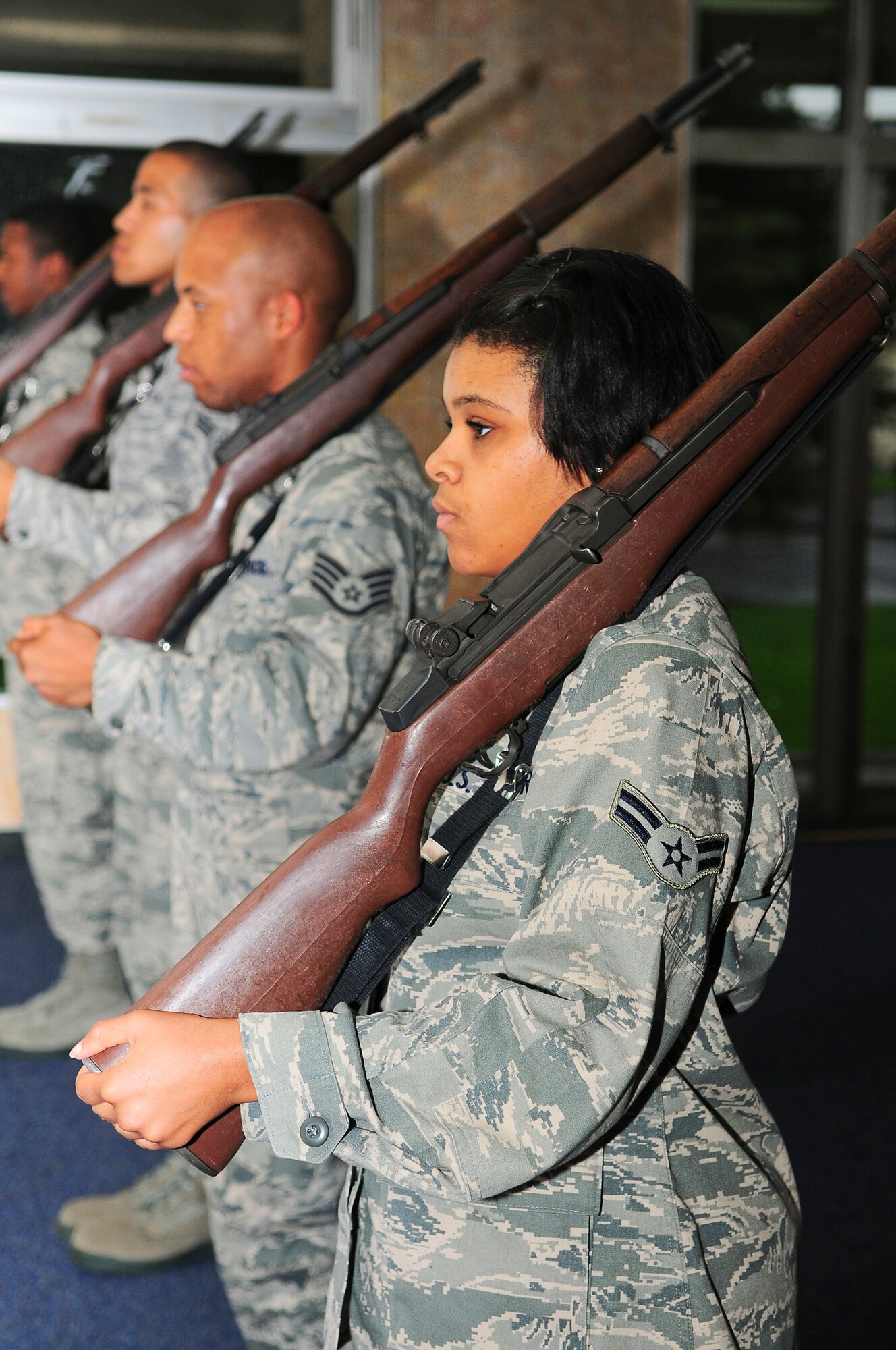 YOKOTA AIR BASE, Japan -- Airmen participate in a week-long seminar held by the Yokota Honor Guard to determine if they have what it takes to becoming a Ceremonial Guardsmen. After hours of training and practice the recruits have to pass a rigorous evaluation in order to receive a 13 month contract with the honor guard. They will be responsible for performing in a multitude of military ceremonies to include: Changes of Command, Promotion Ceremonies, Retirement Ceremonies, and at times, military cordons and balls. (U.S. Air Force photo by Staff Sgt Stacy Moless)    