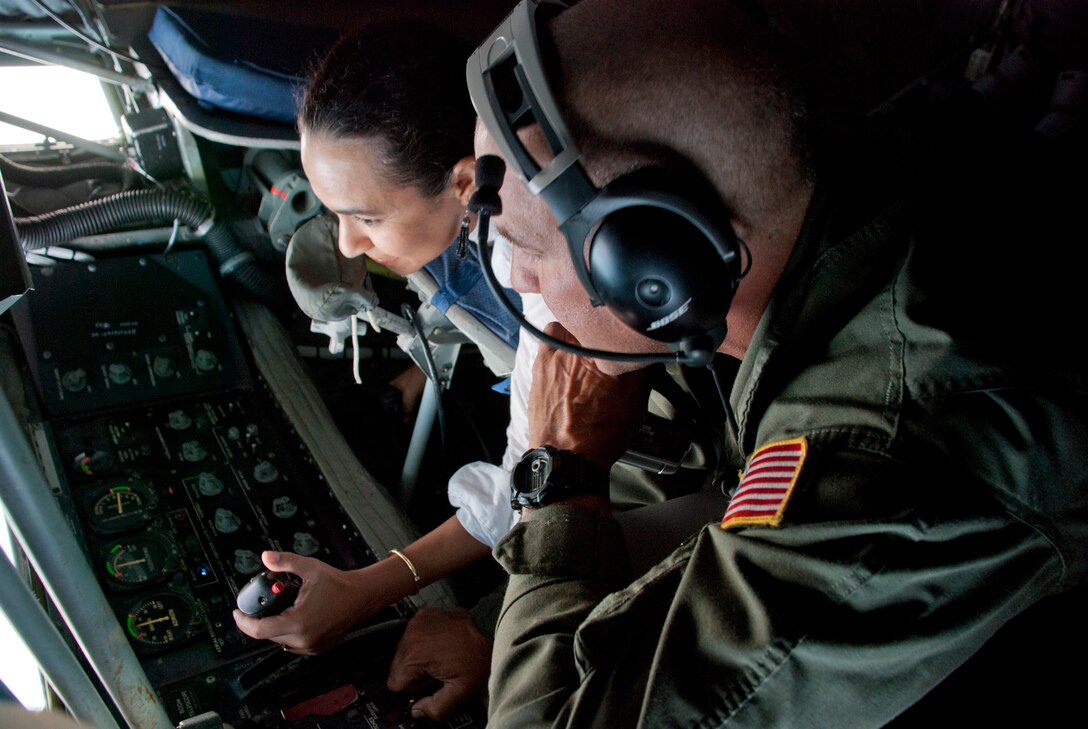 JOINT BASE ANDREWS, Md. – Spouses of 459th Air Refueling Wing Airmen had the opportunity to take part in an orientation flight aboard a KC-135R Stratotanker, here Aug. 14. (U.S. Air Force photo/Senior Airman Amber Russell)