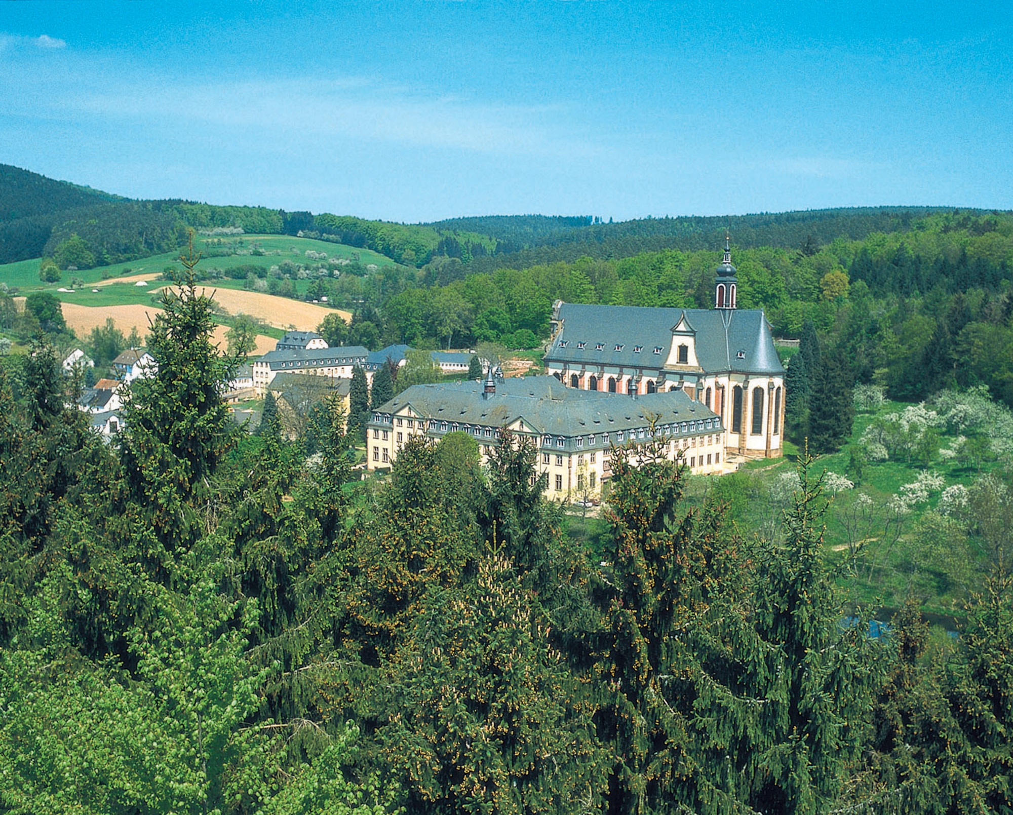 HIMMEROD, Germany -- Himmerod Abbey, designed by the Archbishop Albero of Trier, was built in 1178. The archbishop, anxious to have a Cistercian originating from the type monastery founded in Citeaux, France-foundation in diocese, begged Saint Bernard of Clairvaux to send monks to the Eifel area where they could work and pray. Himmerod is no longer a ruin but a living abbey that attracts people from far and near. (U.S. Air Force photo/Iris Reiff)