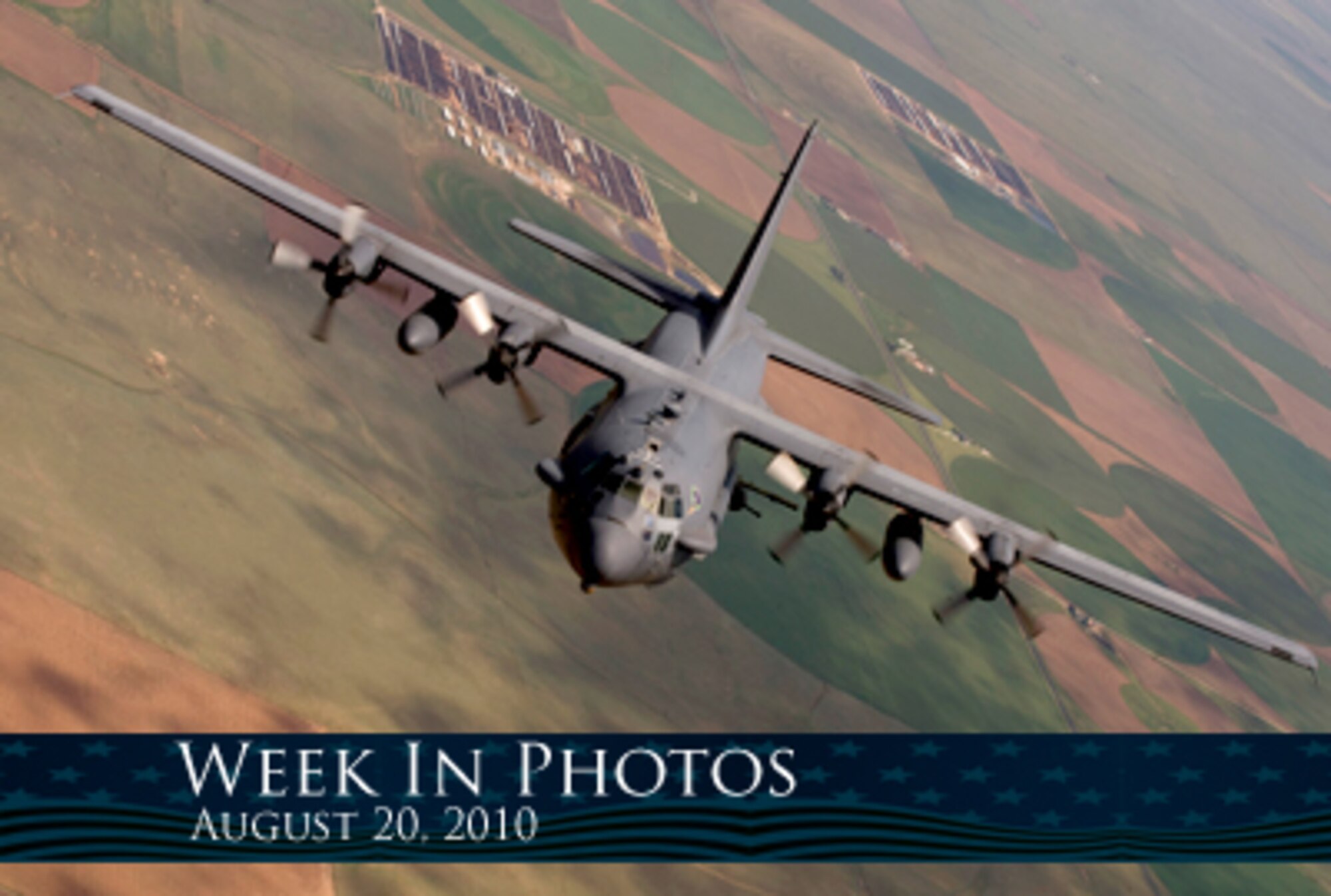 Air Force Week in Photos for Aug. 20, 2010, highlights photos from around the Air Force. In this photo by Master Sgt. Jack Braden, an AC-130 Spectre from the 16th Special Operations Squadron flies a training mission Aug. 11, 2010, at Cannon Air Force Base, N. M. (U.S. Air Force photo illustration/Norma Morgan)