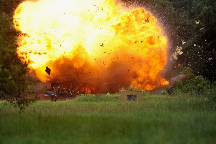 MOODY AIR FORCE BASE, Ga. -- An explosion goes off after being detonated during training for Airmen from the 23rd Civil Engineer Squadron Explosive Ordnance Disposal flight here Aug. 16. (U.S. Air Force photo/Airman 1st Class Joshua Green)
