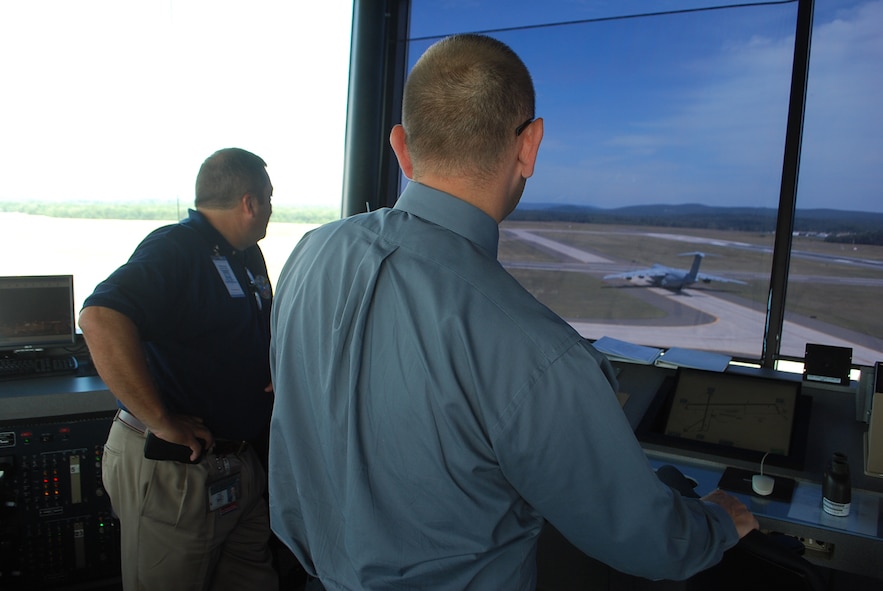 Twenty-seven civic leaders from the Atlanta area came to Westover, Aug. 18 and 19, from Dobbins Air Reserve Base, Ga.  The group toured a C-5B, the control tower and saw a fire fighting demonstration on the 18th.  They also visited Barnes Air National Guard Station on the 19th before flying back to Dobbins aboard a C-130.