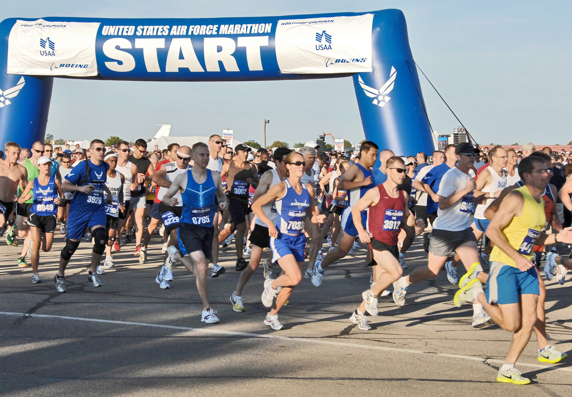 More than 3,800 runners start the half marathon Sept. 19, 2009, at Wright-Patterson Air Force Base, Ohio. For the first time the Air Force Marathon is maxed out for the full and half marathon. (U.S. Air Force photo/Ben Strasser)
