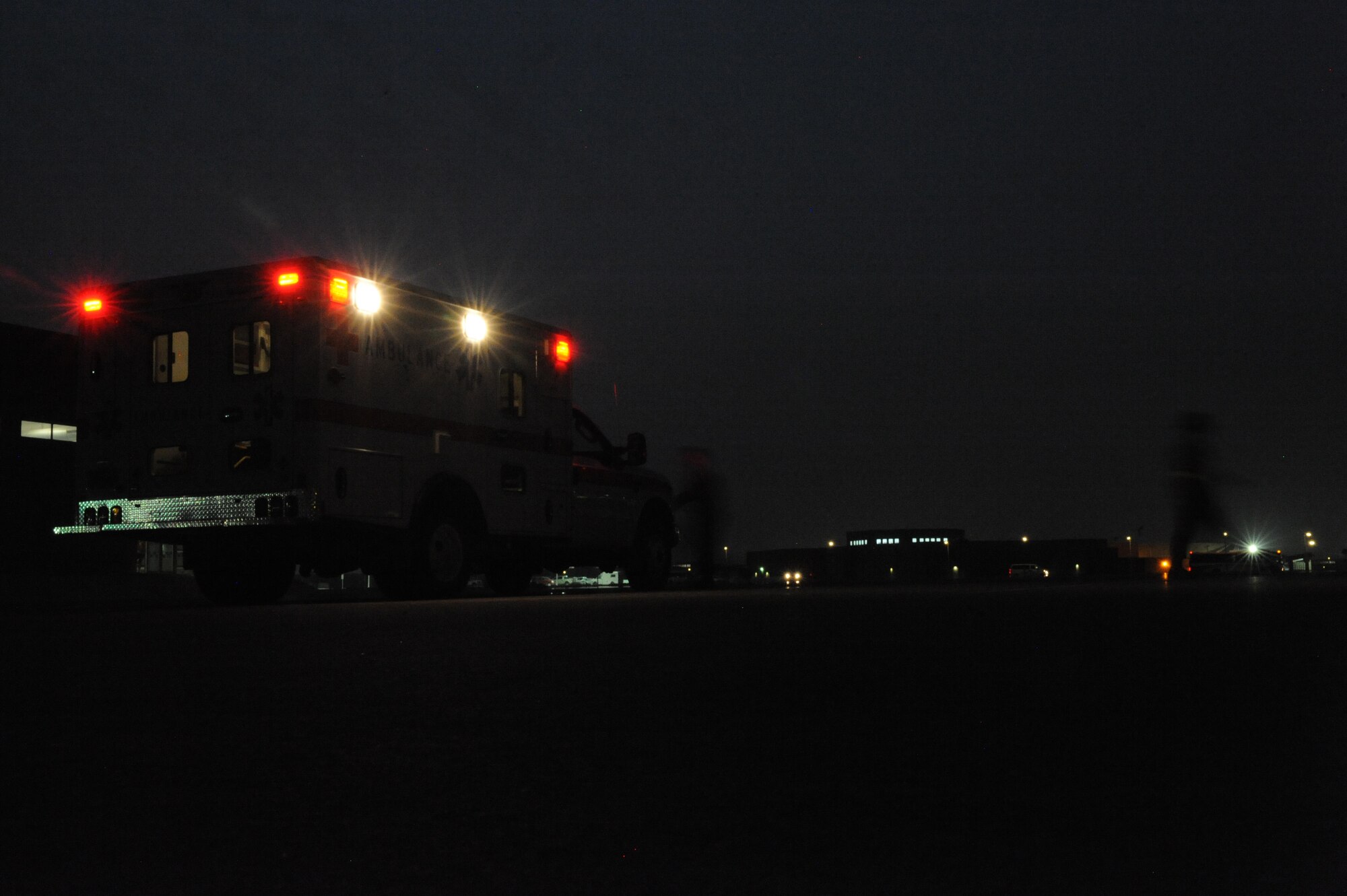 An ambulance is used for a medical evacuation training exercise at an undisclosed location in Southwest Asia on July 28. (U.S. Air Force photo/Senior Airman Katie Gieratz)  