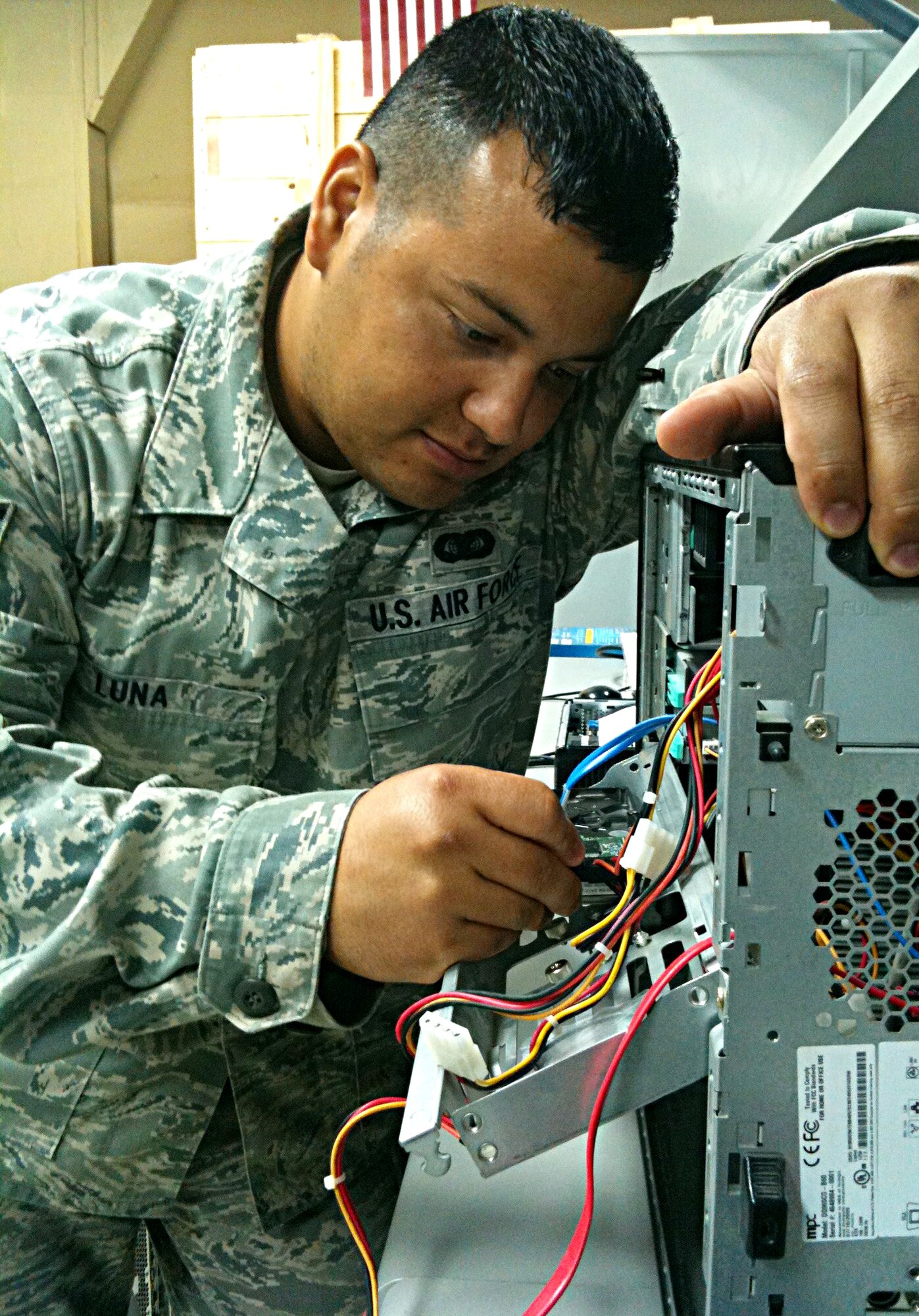 Senior Airman Luis Luna is deployed from Tinker Air Force Base, Okla.
