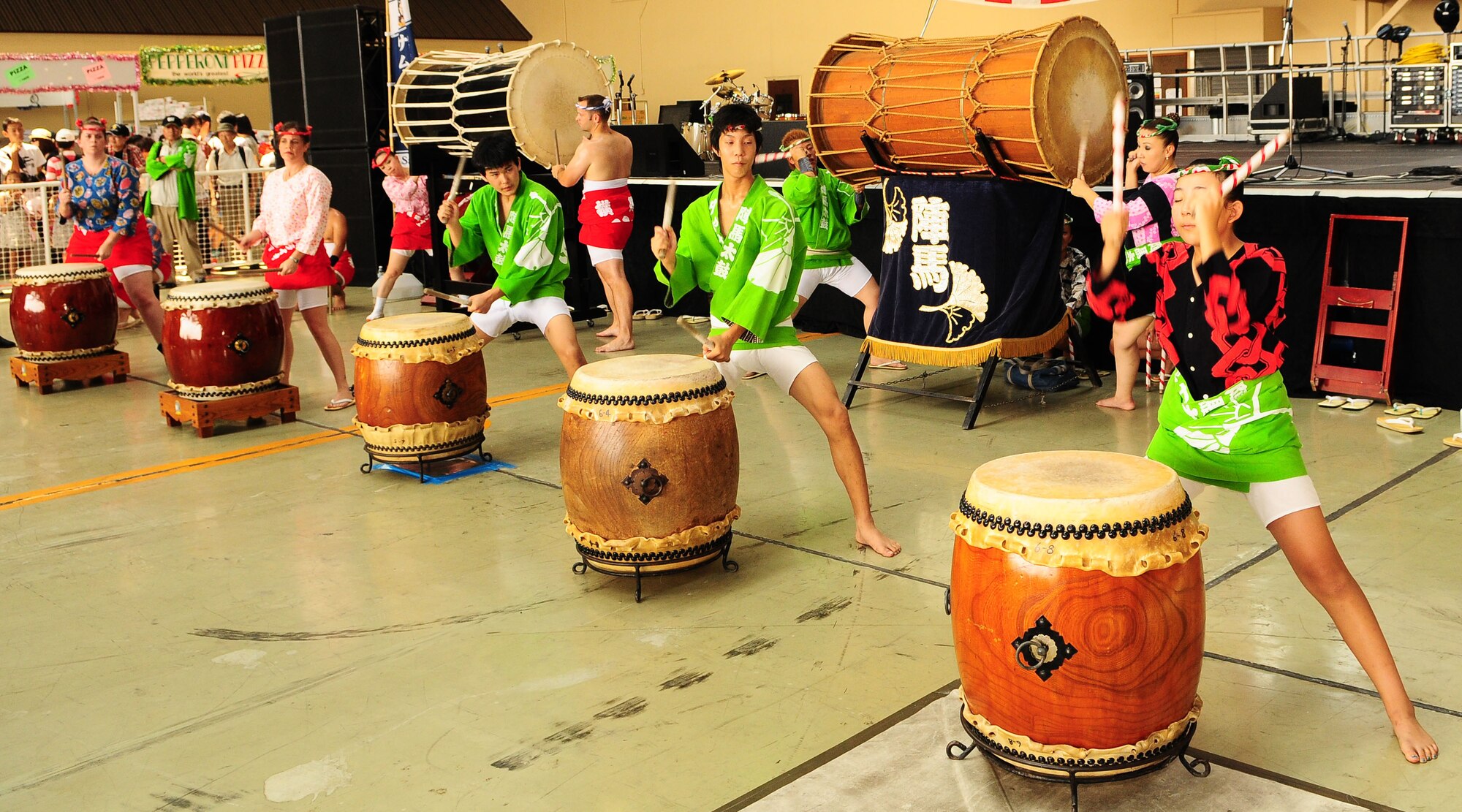YOKOTA AIR BASE, Japan -- The Yokota Samurai and Hachioji Jinba Daiko drummers entertain festival goers the first day of the two-day Yokota Air Base Japanese-American Friendship Festival Aug. 21.  (U.S. Air Force photo/Airman 1st Class Sean Martin)