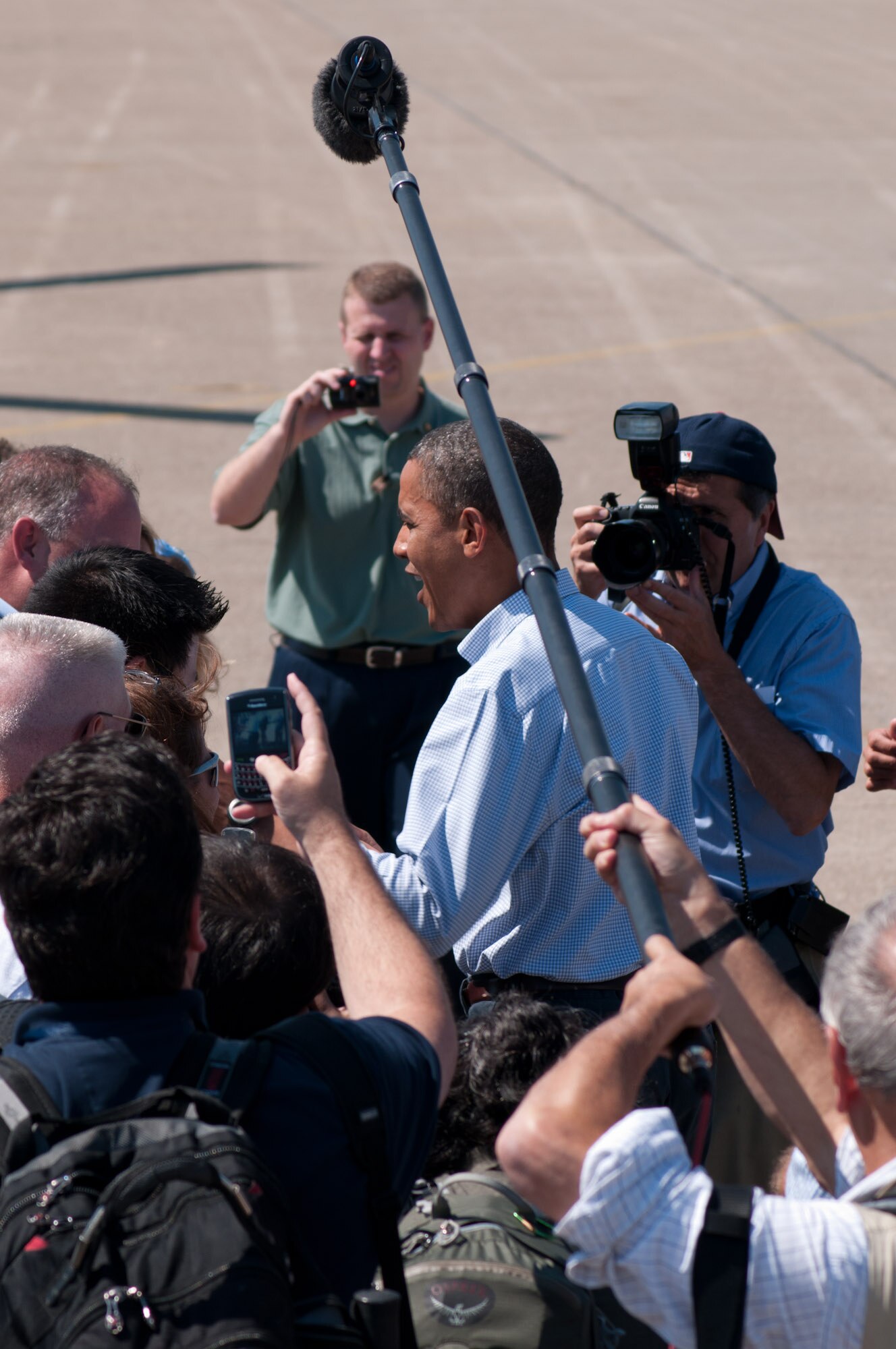 President Obama stops on Air Station Cape Cod on Aug. 19th 2010, before boarding Marine One bound for a vacation in Martha's Vineyard.