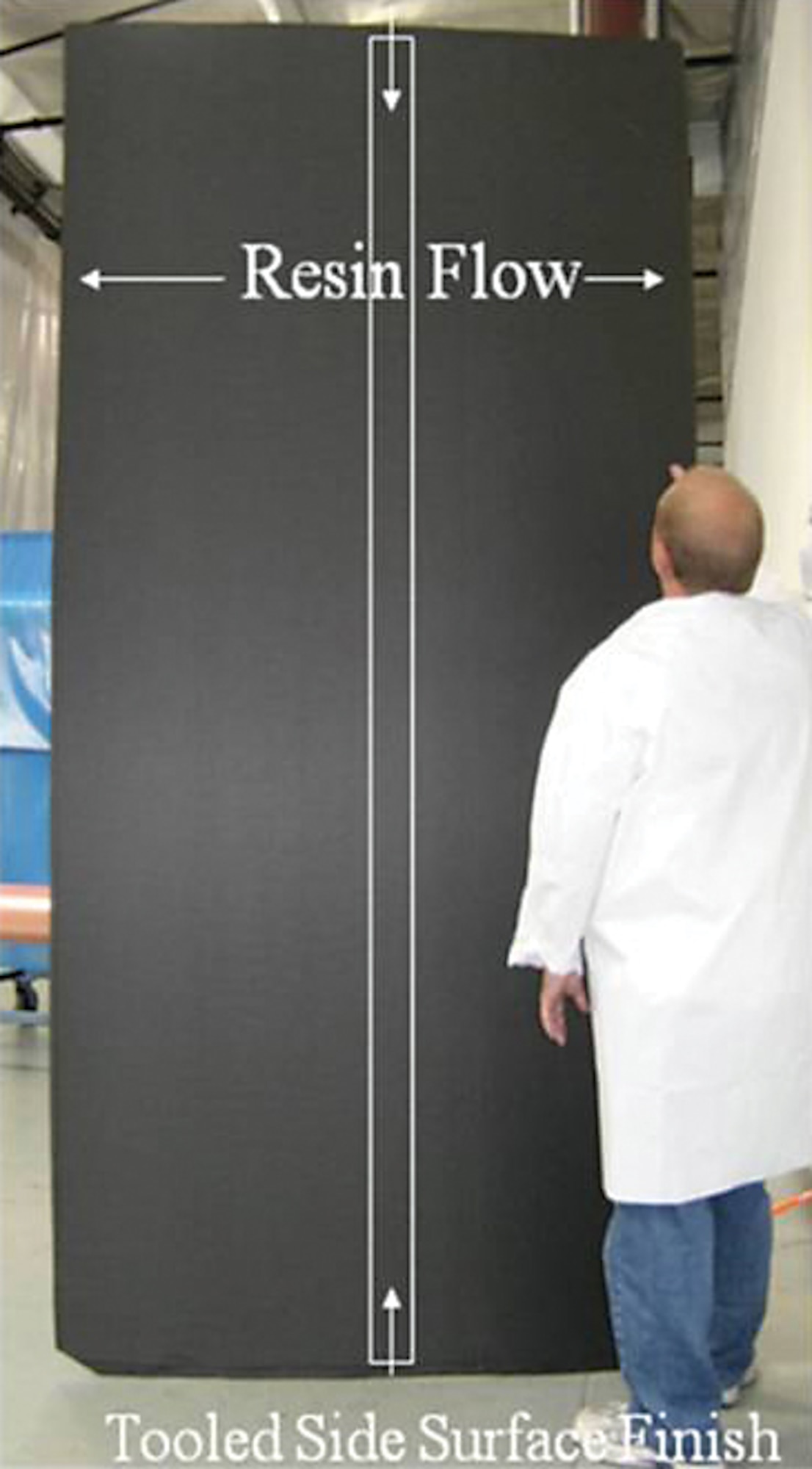 A government/industry team developed a new out-of-autoclave method for curing bismaleimide resins.  The technology will enable fabrication of larger composite structures, lower both direct and indirect expenses, and provide field and depot maintenance personnel a practical option for repairing BMI materials. 
(AFRL image)