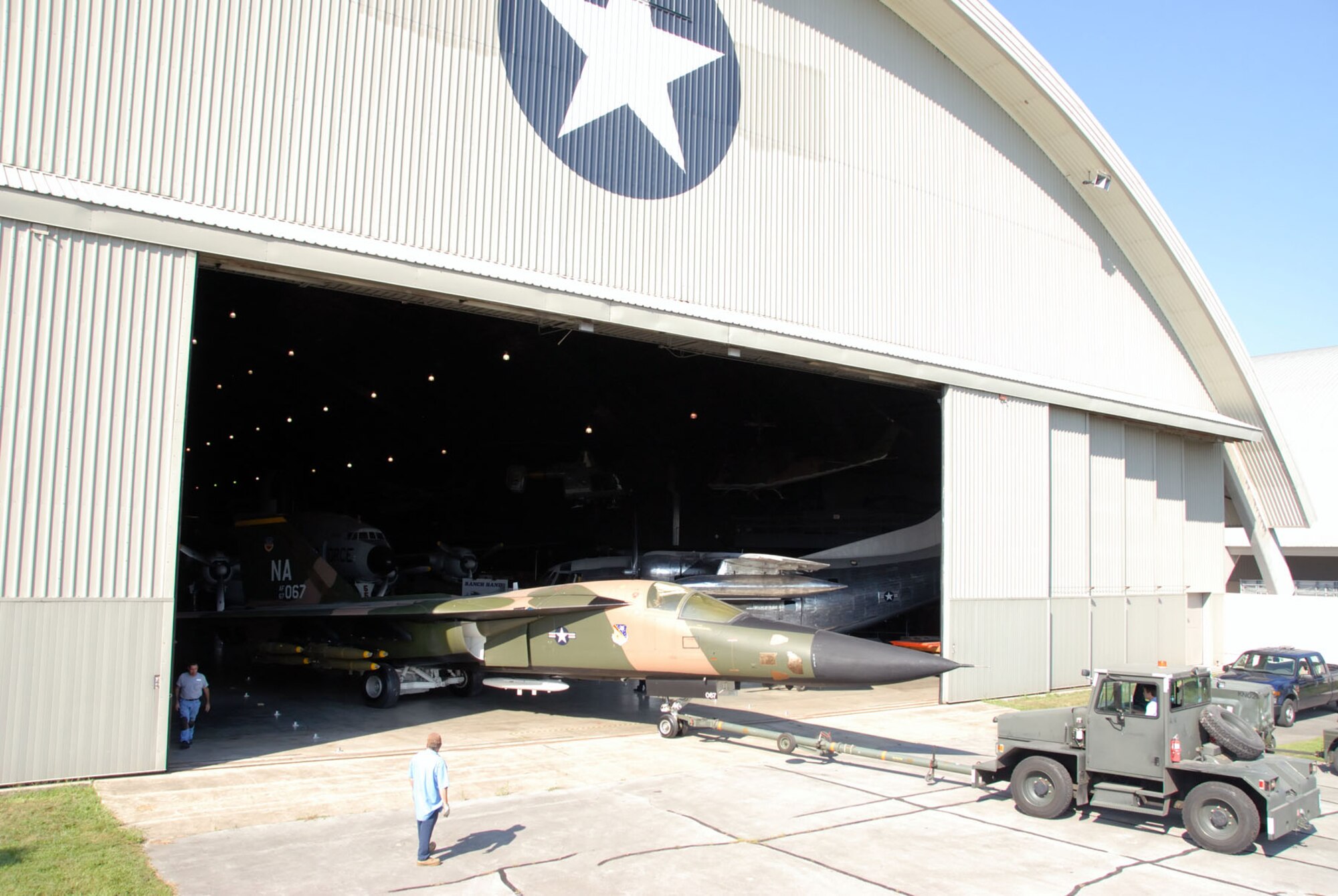 DAYTON, Ohio (08/2010) -- Restoration specialists move aircraft as part of the Southeast Asia War exhibit renovation. (U.S. Air Force photo)