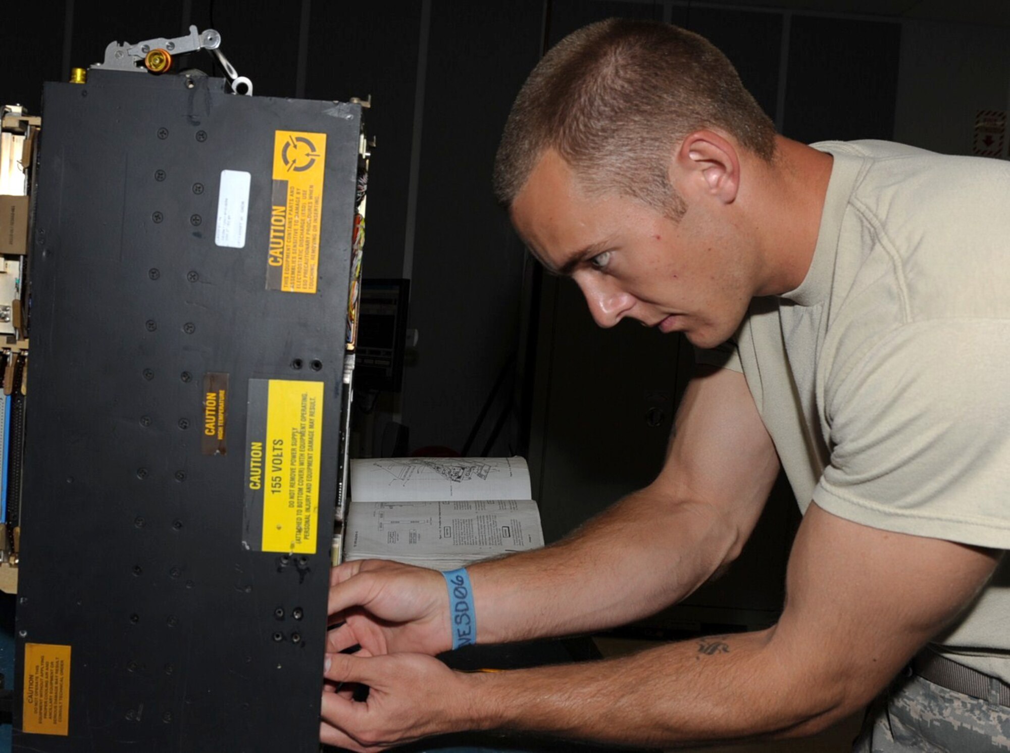 SEYMOUR JOHNSON AIR FORCE BASE, N.C. -- Senior Airman Shea Coleman installs a modulator on a Ban3 Amplifier here Aug. 20, 2010. A Ban3 amplifier system amplifies signals to alert pilots of any threats in their vacinity. Airman Coleman, 4th Component Maintenance Squadron avionics back-shop technician, hails from Denver. (U.S. Air Force photo/Senior Airman Gino Reyes)
