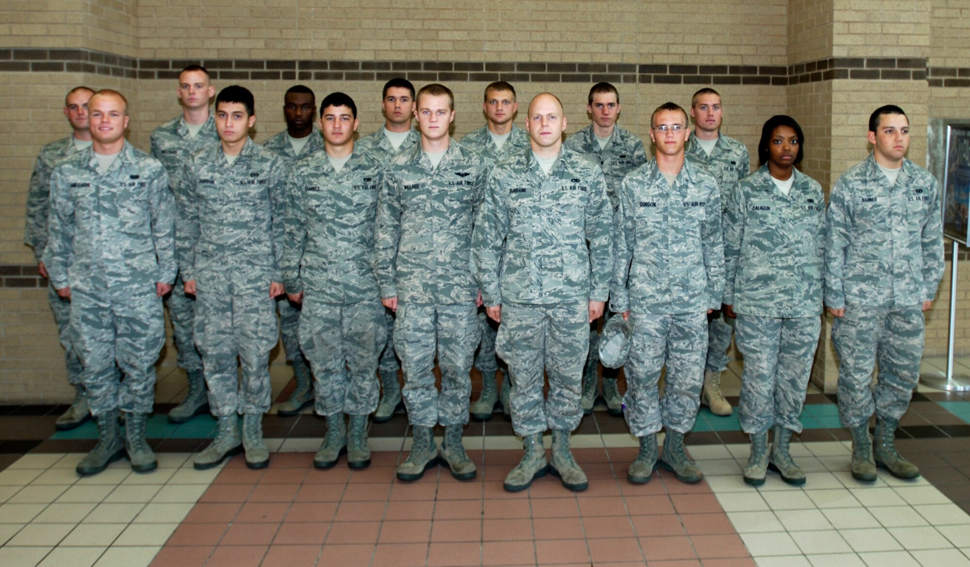 Congratulations to Team McConnell’s newest First Term Airman’s Center graduates who graduated Aug. 27, 2010, at McConnell Air Force Base, Kan. Front row (left-right): Airmen Jason Landsverk, Jauregui Eliseo, Leobardo Ramirez and  Andrew Willard, Airmen 1st Class Kyle Burbank, Andrew Gordon and Tamika Calhoun and Airman Michael Banner. Back Row (left-right):  Airmen 1st Class Jesse Cruse, Nathan Pritchard, Gary McCoy, Kevin Davis, Daniel Abston and Brian Campbell, and Airman Basic Jared Dabney. (U.S. Air Force photo/ Airman 1st Class Armando A. Schwier-Morales)