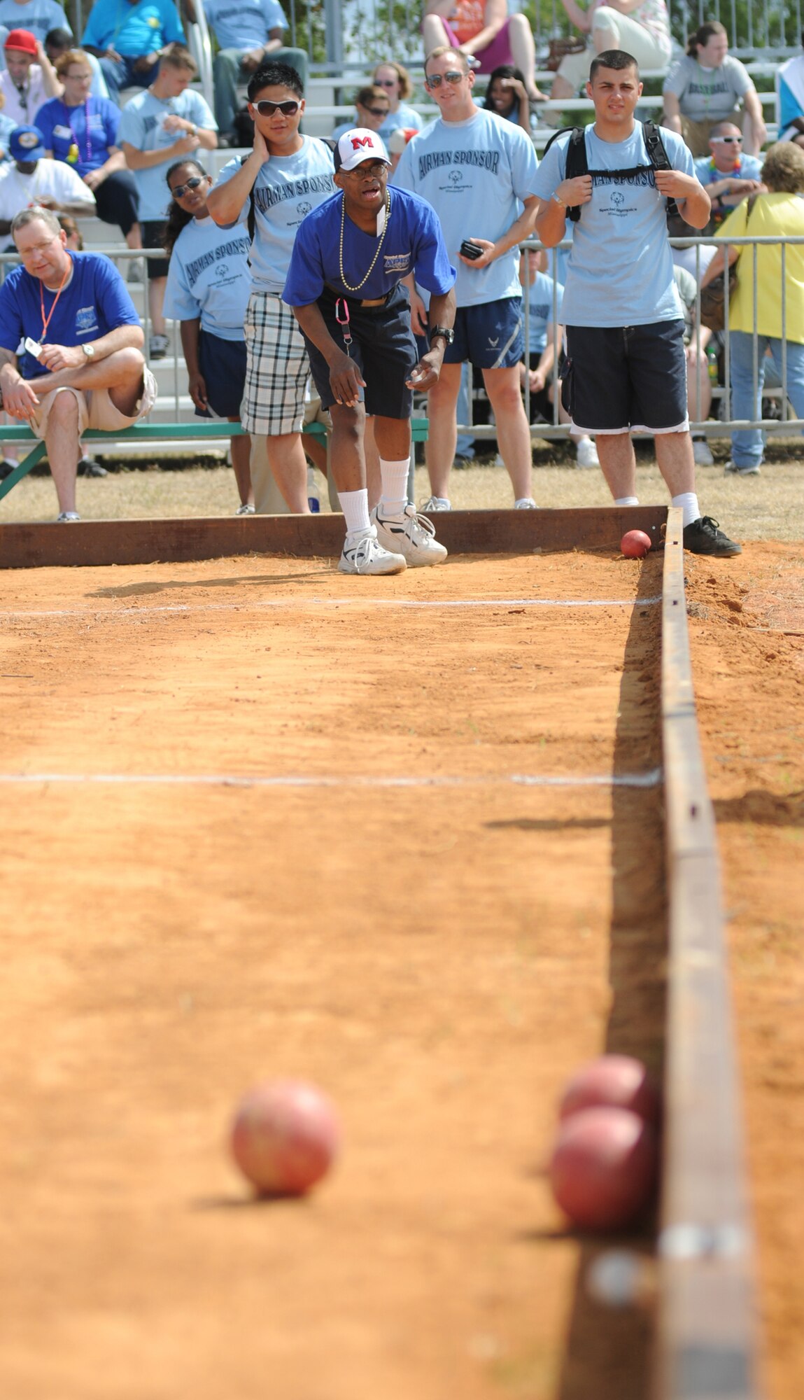Keesler has sponsored the Mississippi Special Olympics Summer Games annually since 1982, and nine months following Katrina was no exception.  This year in May, Keesler continued the tradition by hosting 1,200 athletes and coaches from around the state in a variety of competitive events.  (U.S. Air Force photo by Kemberly Groue)
