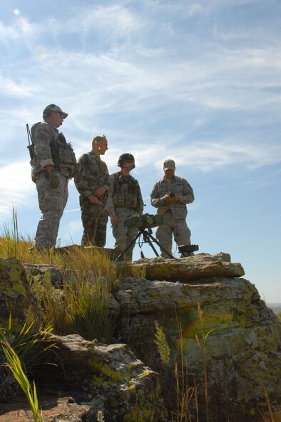 Members of the 284th Air Support Operations Squadron set up a tactical position during Viking Strike, a close air support exercise held Aug. 15 to 20 at Smoky Hill.