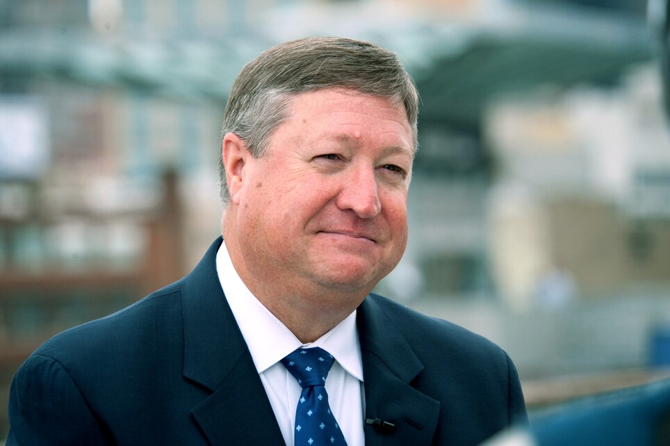 Secretary of the Air Force Michael Donley participates in the Air Force Week New York City proclamation ceremony on the USS Intrepid Sea, Air and Space Museum Aug. 24, 2010. The event was highlighted by a six-ship flyover by the Air Force aerial demonstration team, the Thunderbirds. (U.S. Air Force photo/Lance Cheung)