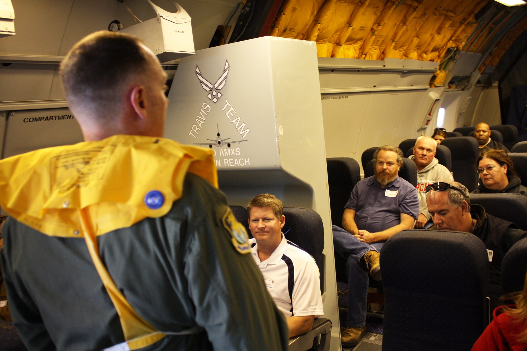 TRAVIS AIR FORCE BASE, Calif. -- Senior Master Sgt. Don Davis, 349th Operations Support Flight, during the 349th Air Mobility Wing Employer Day eventss Aug. 21. (U.S. Air Force photo/Tech. Sgt. Meredith Mingledorff)