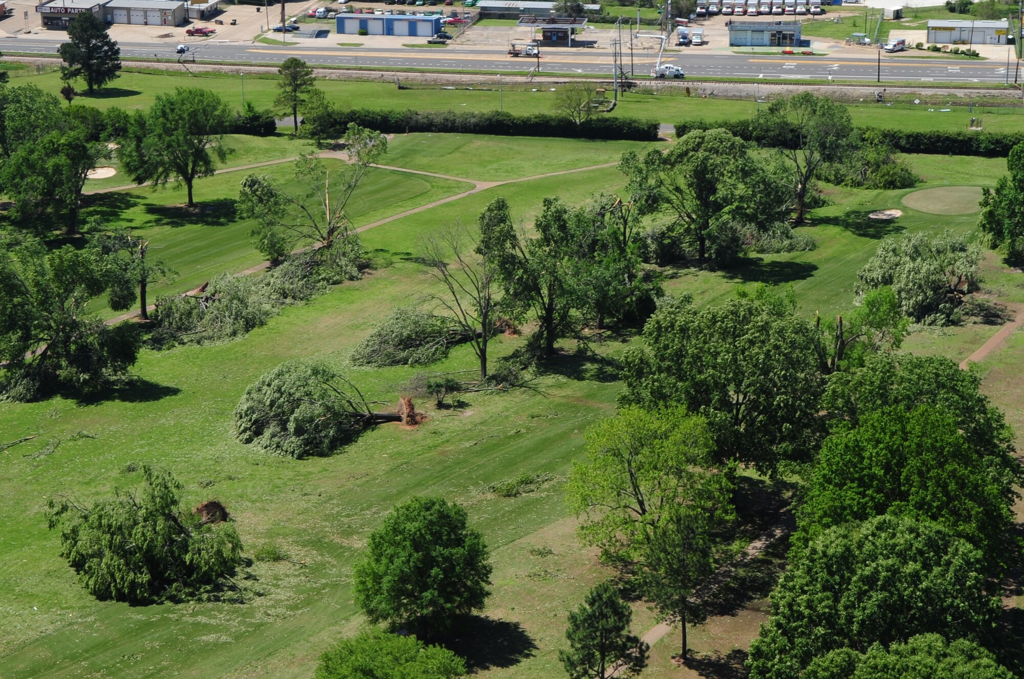 BARKSDALE AIR FORCE BASE, La. -- The April 2009 tornado caused extensive damage to Fox Run golf course as well as other areas of base. The course lost more than 60 large trees resulting in long term drainage problems, making day-to-day maintenance even more challenging. (U.S. Air Force photo by Senior Airman Joanna M. Kresge)(RELEASED)