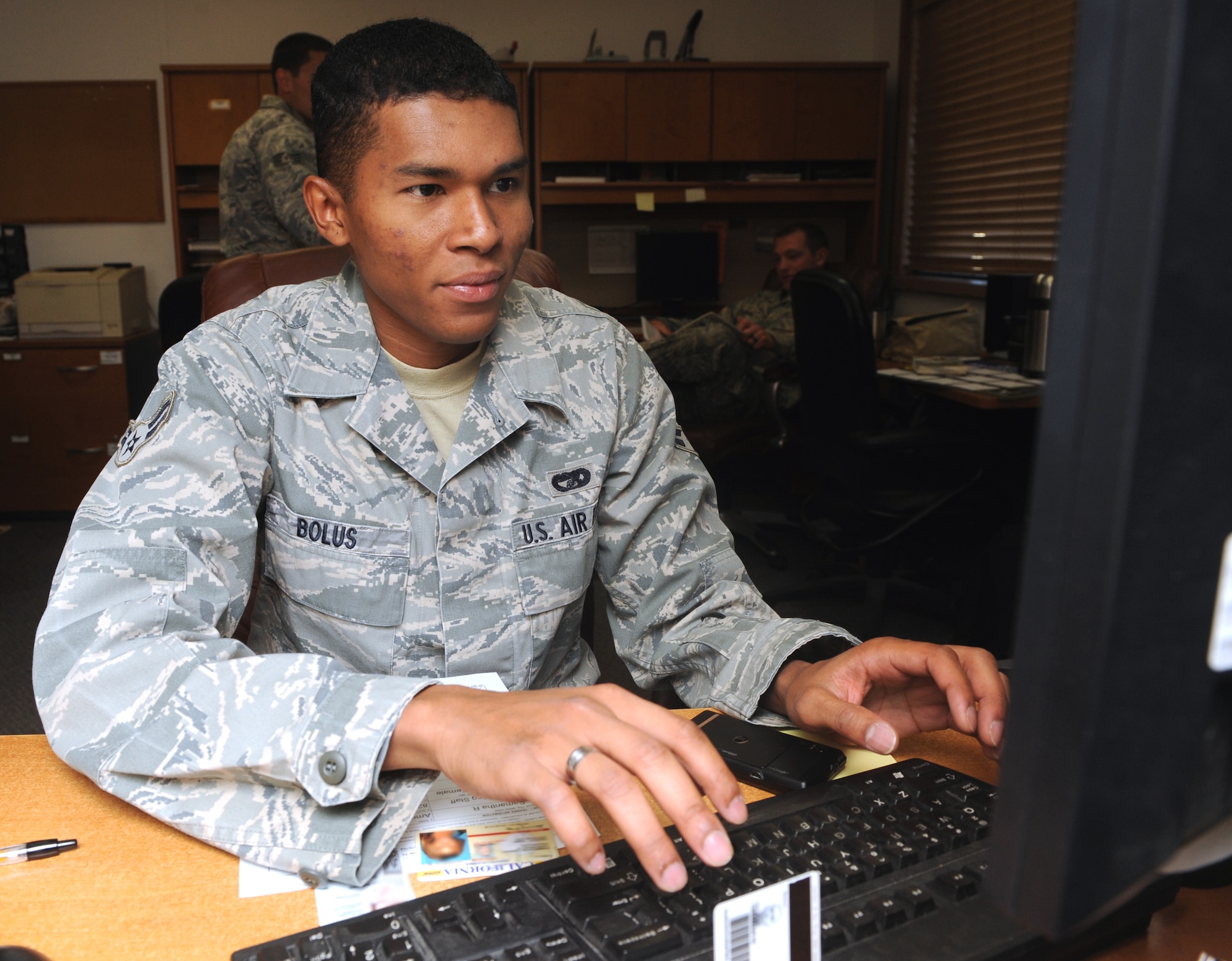 Airman 1st Class Joseph Bolus was selected as the Logistics Readiness Squadron's Warrior of the Week. Airman Bolus works in Operator Records and Licensing. (U.S. Air Force photo by Senior Airman Debbie Lockhart)