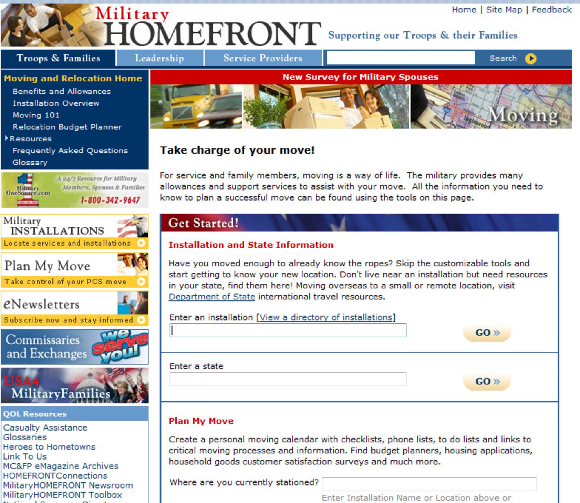 Screen shot of Plan My Move website. 