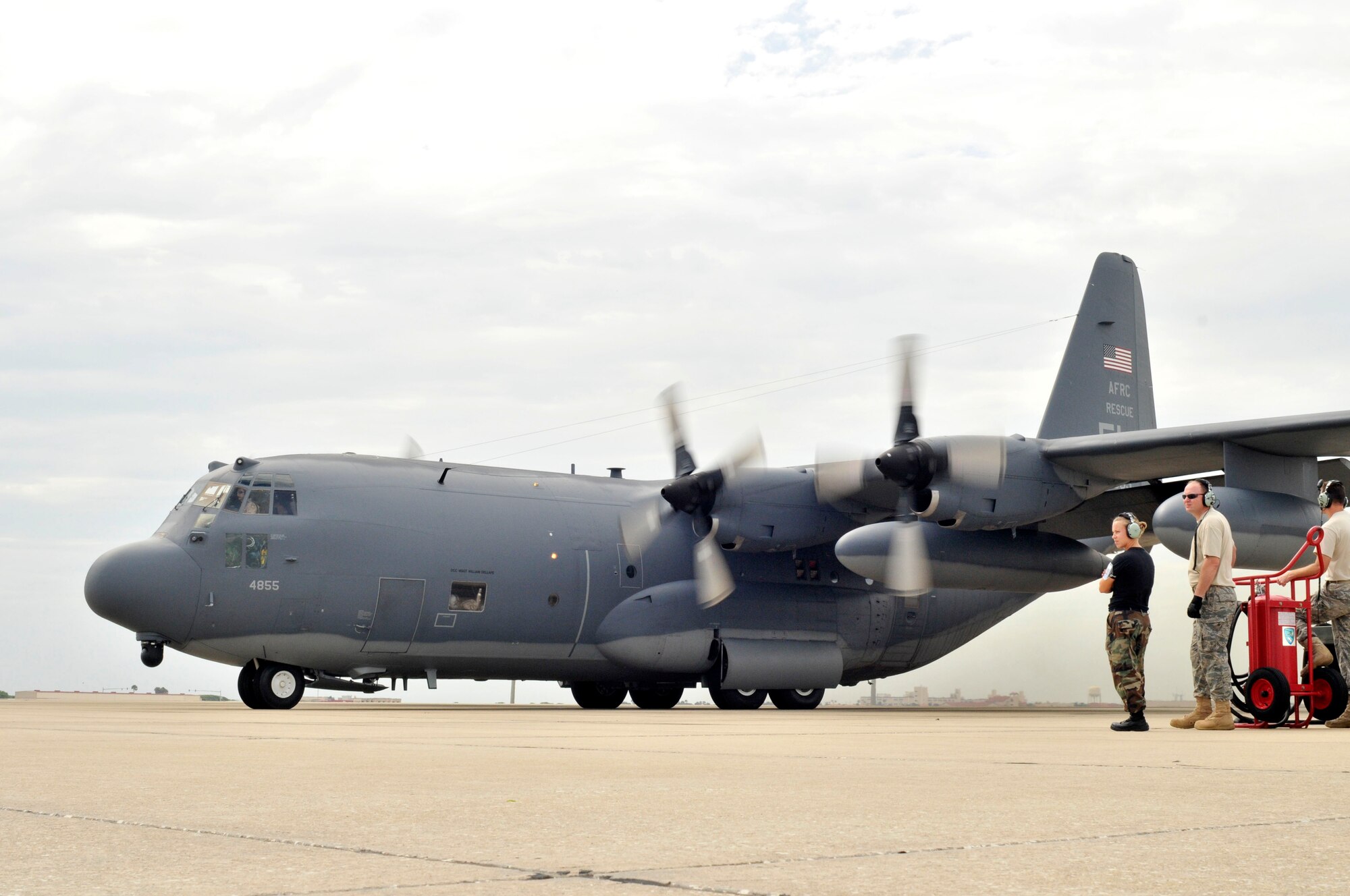PARTICK AIR FORCE BASE, Fla. - Airmen from the 920th Rescue Wing, Patrick Air Force Base, Fla. pilot two HC-130P/N Hercules aircraft August 25, 2010 to Africa for a two-month deployment. Approximately 60 Airmen from the 920th RQW will be deployed to the Horn of Africa region providing combat search and rescue support. (U.S. Air Force Photo/Staff Sgt. Stephen Collier)