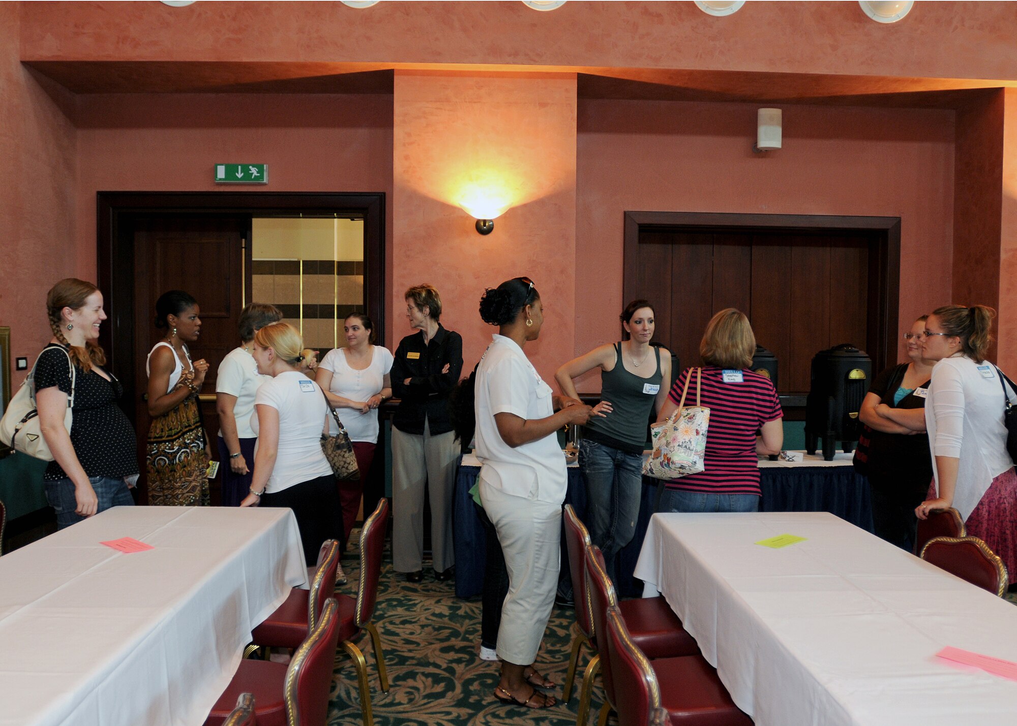 Aviano spouses play a game during "Spouse It Up" Aug. 24 at La Bella Vista Club.  Due to Aviano's high operations tempo, it is essential for spouses to have a strong community foundation as support system.  (U.S. Air Force photo/Senior Airman Tabitha M. Lee)