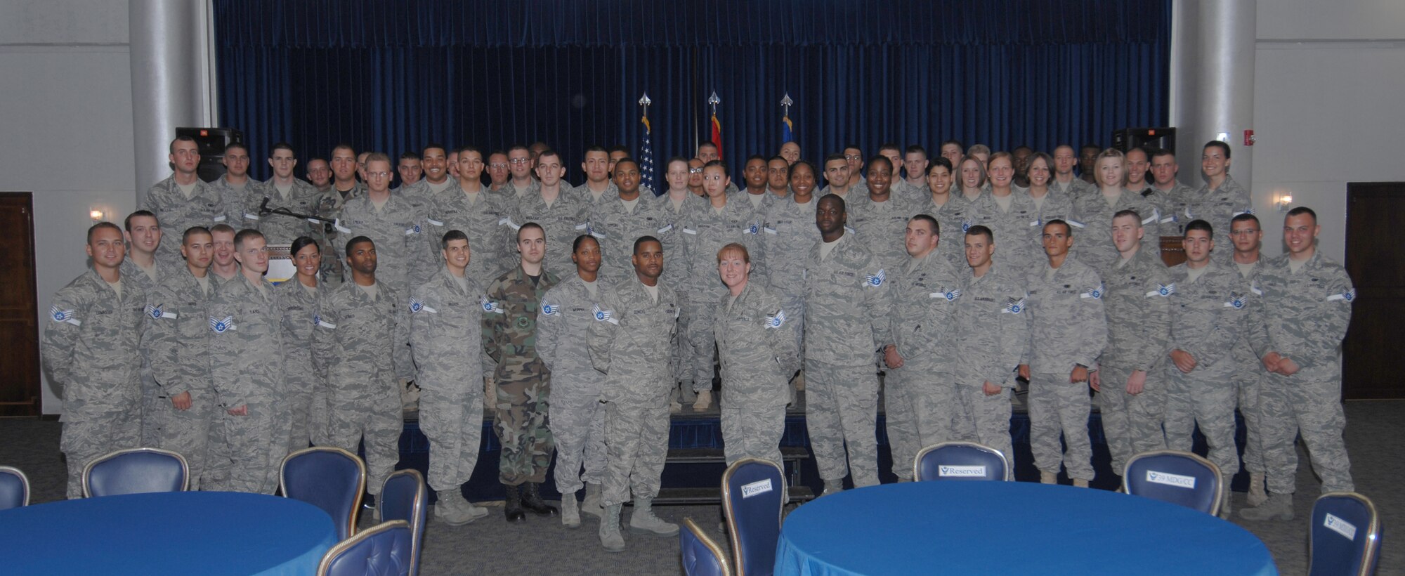 Incirlik’s newest noncommissioned officer selectees get together before a recognition ceremony  Aug. 20, 2010 at Incirlik Air Base, Turkey.  One hundred and four Incirlik senior airmen were selected for promotion to staff sergeant.  Air Force officials selected 13,518 of 28,510 eligible senior airmen for promotion for a selection rate of 47.41 percent. (U.S. Air Force photo/Tech. Sgt. Valda Wilson)    