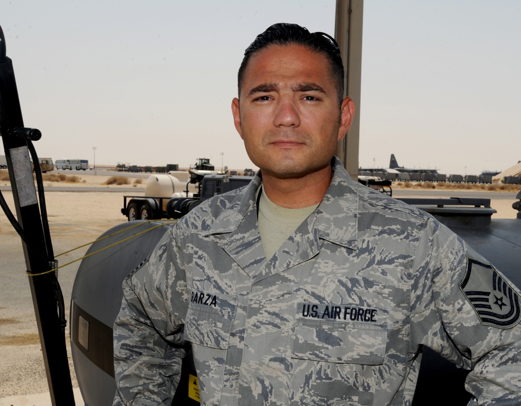 Master Sgt. Roberto Garza is deployed from the 7th Equipment Maintenance Squadron; Dyess Air Force Base, Texas.