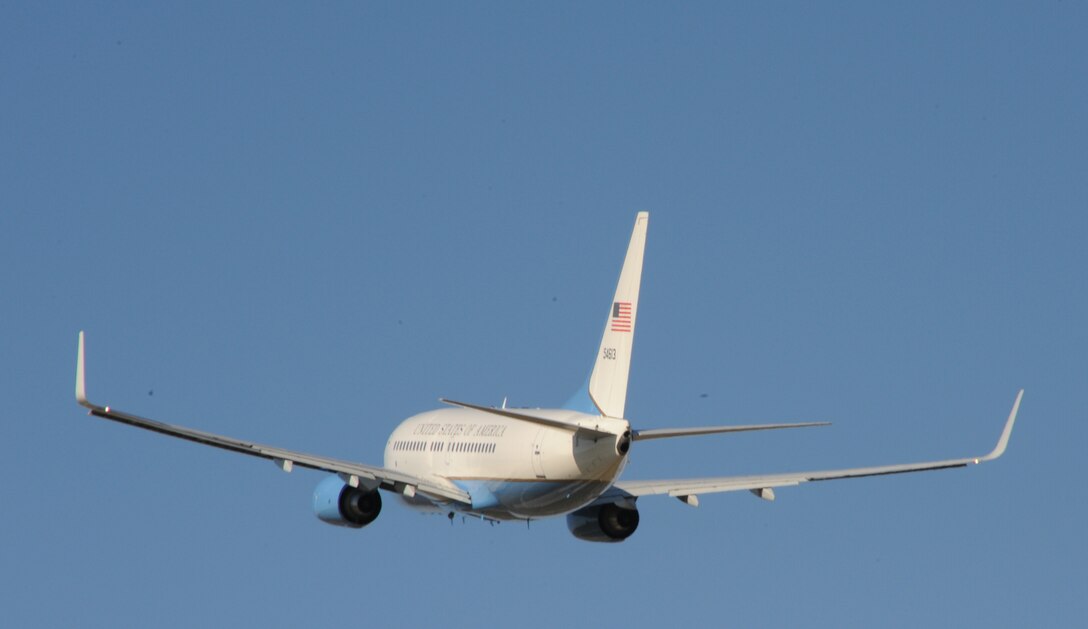 932nd Airlift Wing aircrews lift off from Scott Air Force Base on the C-40C aircraft. The Air Force Reserve wing is known as the "Gateway" wing because it is less than 30 minutes from Saint Louis. (U.S. Air Force photo/Maj. Stan Paregien)