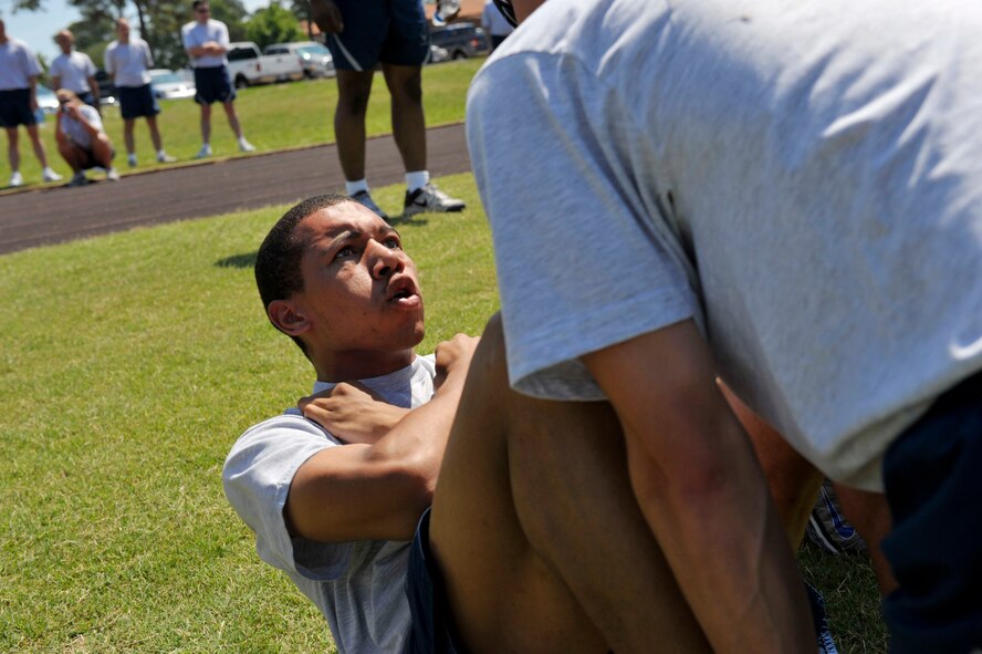 Senior Airman Christopher Twitty participates in First Annual Track and Field Warrior Competition at Tyndall Air Force Base, Fla.  Airman Twitty is member of the 916th Communication Squadron who is currently on assignment to Tyndall AFB. (Photo courtesy of 916 CS)