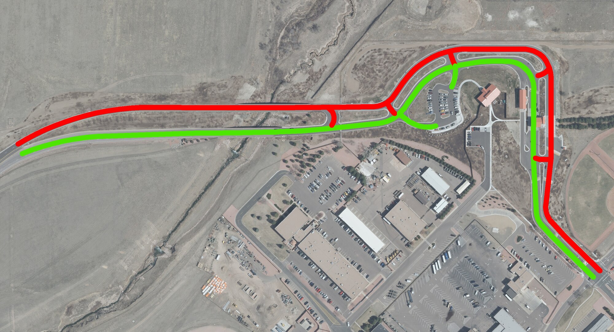 Phase 1: From Sept. 13 to Oct. 5, the north side of Stewart Avenue (red line) will be closed for repairs. Traffic will be limited to one lane in each direction, and drivers are advised to use alternate gates to enter base. (U.S. Air Force graphic)