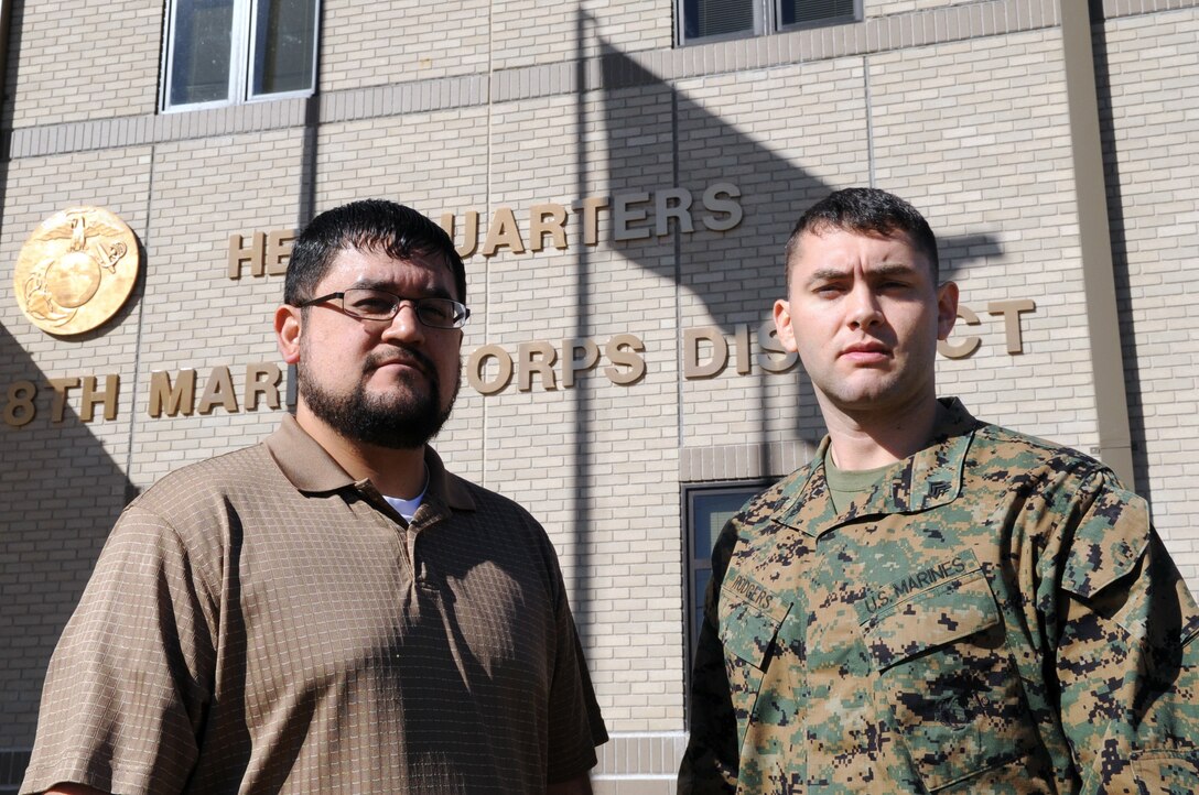 Ralph F. Ferguson and Sgt. Matthew L. Rodgers were selected as the 8th Marine Corps District's Civilian and Marine of the Year for fiscal year 2010. The honor earned Ferguson a Certificate of Commendation and Rodgers a Navy and Marine Corp Achievement Medal, which they were presented during the 8th Marine Corps District Birthday Ball Nov. 6.