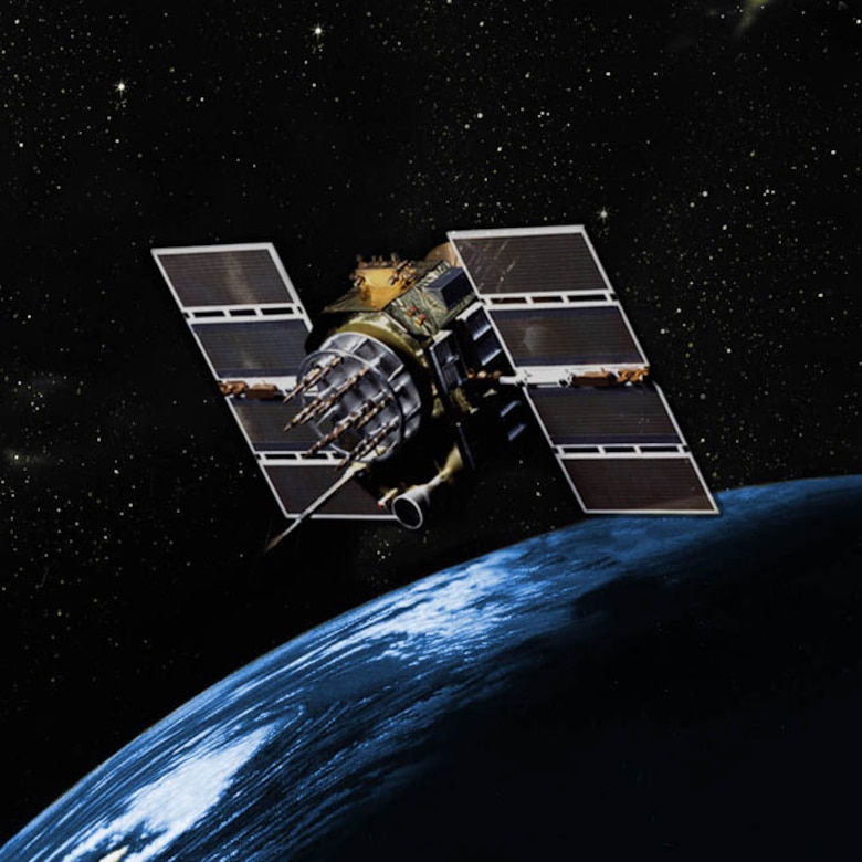 GPS Block IIA satellite over the earth