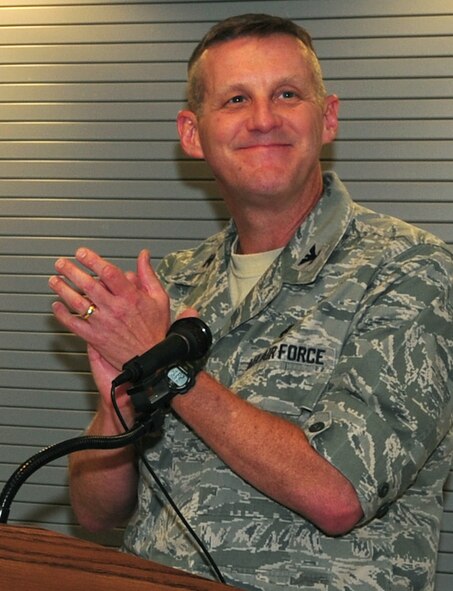 MOODY AIR FORCE BASE, Ga.-- Col. Mark Koppen, 23rd Medical Group commander,  thanks all personnel involve with the expansion of the dental facility Dec. 3. The dental facility expansion consists of 1,700 square feet, equipped with three general dental treatment rooms and one oral surgery suite. (U.S. Air Force photo/Senior Airman Stephanie Mancha)(RELEASED)