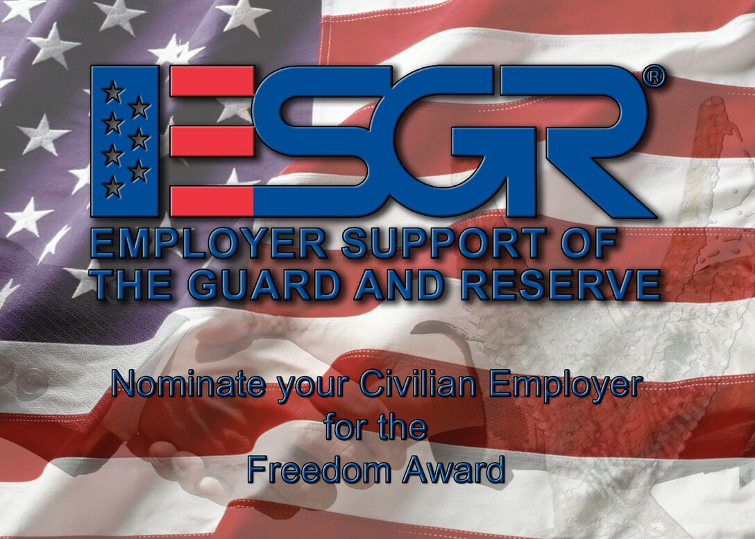 Employer Support Freedom Award is the highest recognition given by the U.S. Government to employers for their support of their employees who serve in the Guard and Reserve. (U.S. Air Force graphic by Staff Sgt. Joseph McKee)
