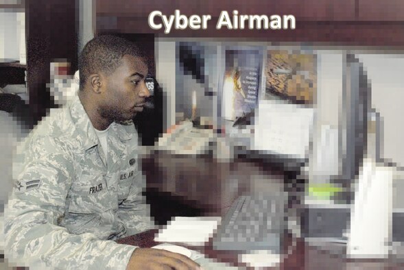PATRICK AIR FORCE BASE, Fla. - When he first enlisted into the Air Force Reserve, Airman First Class Kevin Frazier, 920th Rescue Wing here, signed on as a voice networking technician, however, the career field merged in August 2009 with several others to form the newer cyberspace systems career field. (U.S. Air Force photo illustration/Tech. Sgt. Ken Salgat)