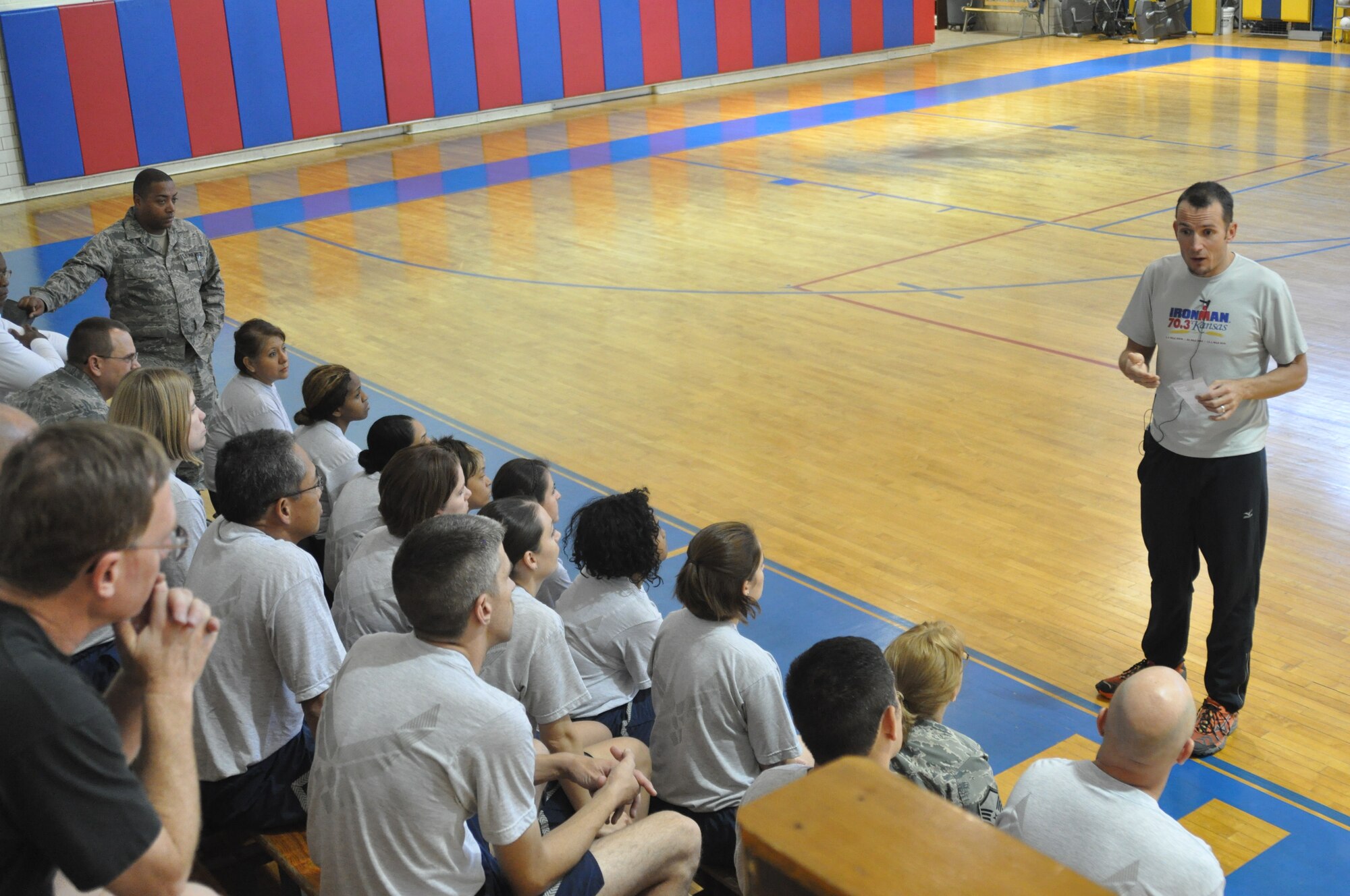 Brian Miller, a marathon runner, speaks with members of the 301st Fighter Wing during a running clinic Sunday, November 7. The purpose of the clinic is to help members of the wing improve their running technique. (U.S. Air Force photo/SSgt. Chris Bolen)