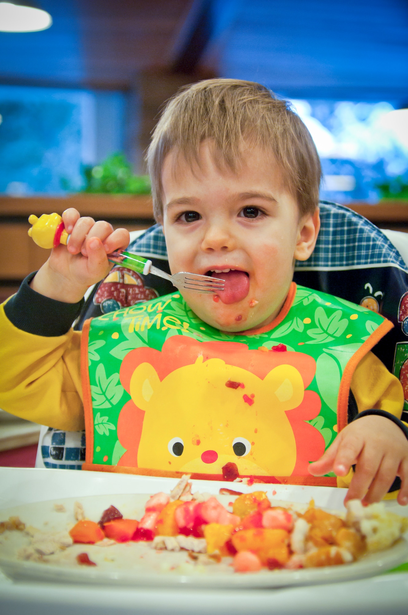 JOINT BASE ELMENDORF-RICHARDSON, Alaska -- Jesse Howard enjoys his Thanksgiving meal at the Iditarod Dining Facility. (Photo by Steve White/JBER PAO)
