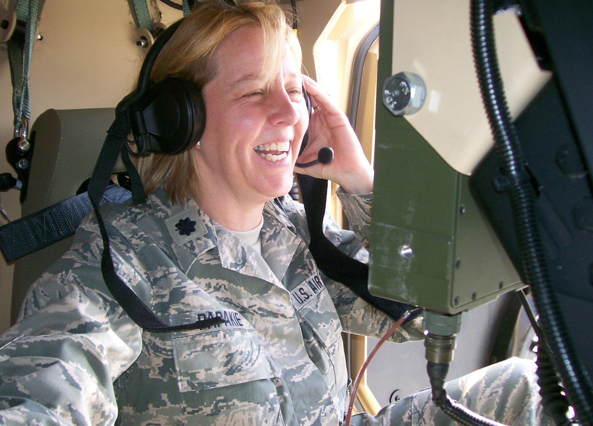 Working in a joint unit in Afghanistan, Lt. Col. Michele Papakie had the opportunity to learn about different equipment and vehicles during her deployment. (U.S. Air Force Photo By Master Sgt. Ron Heitzenriter) (Released by 171st Public Affairs Office)