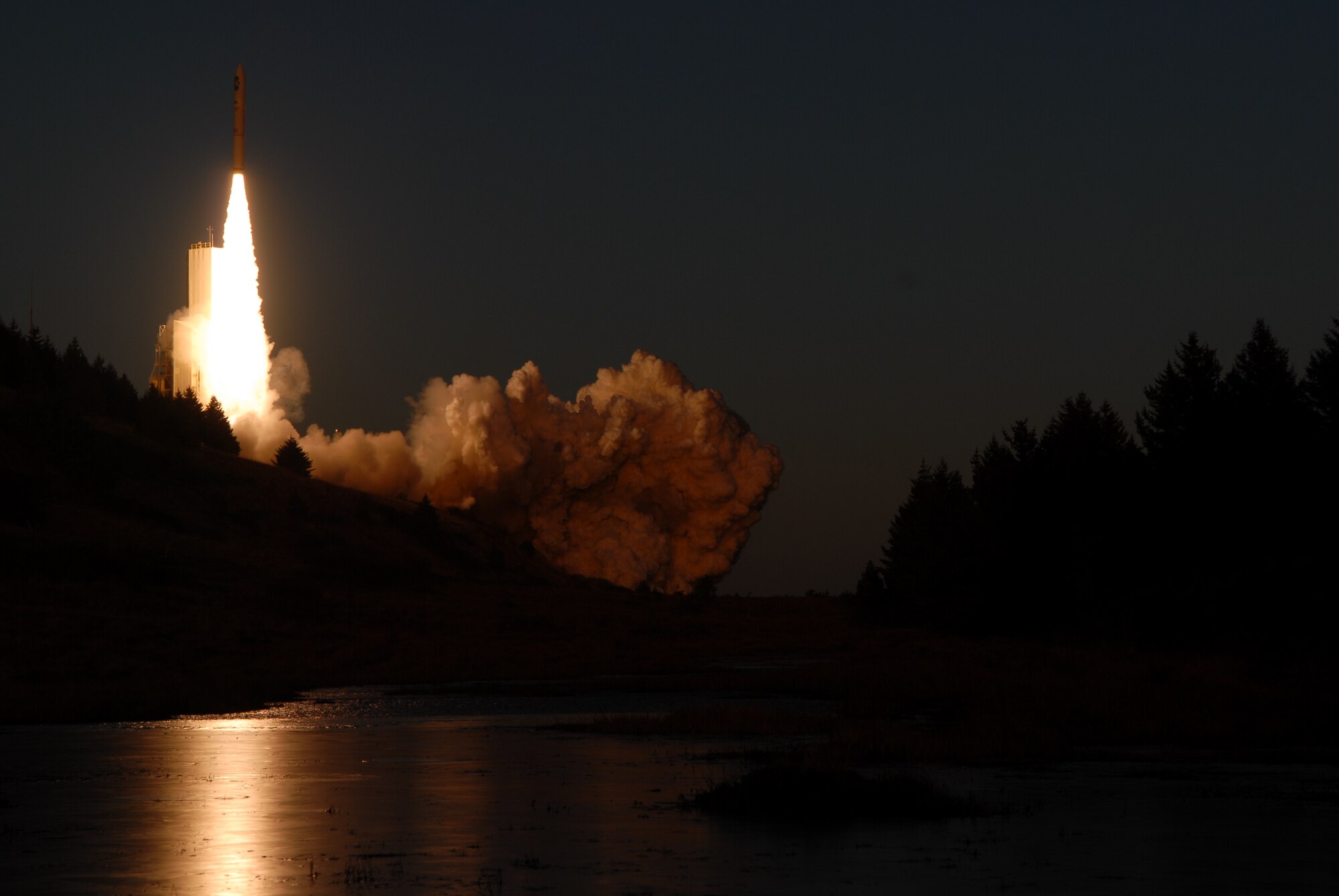The Minotaur IV rocket carrying the Space Test Program S26 mission launches Nov. 19 from the Kodiak Launch Complex  in Kodiak, Alaska.  Courtesy photo by Thom Rogers, T-Minus Productions Inc.
