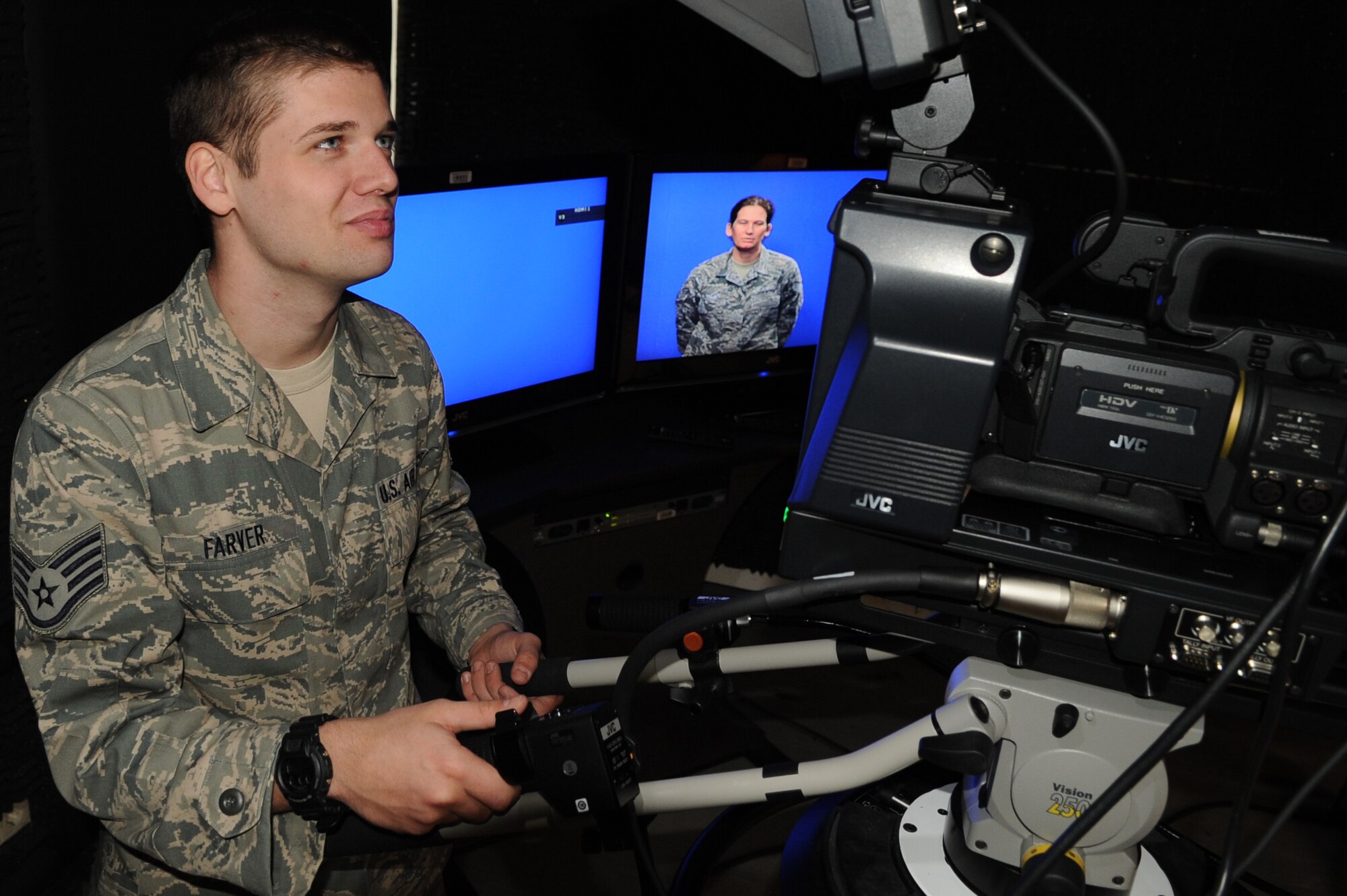 SPANGDAHLEM AIR BASE, Germany – Staff Sgt. Alexander Farver, Armed Forces Network Spangdahlem broadcast producer, is the Top Saber Performer for the week of Dec. 3 – 9. (U.S. Air Force photo/Senior Airman Nick Wilson)