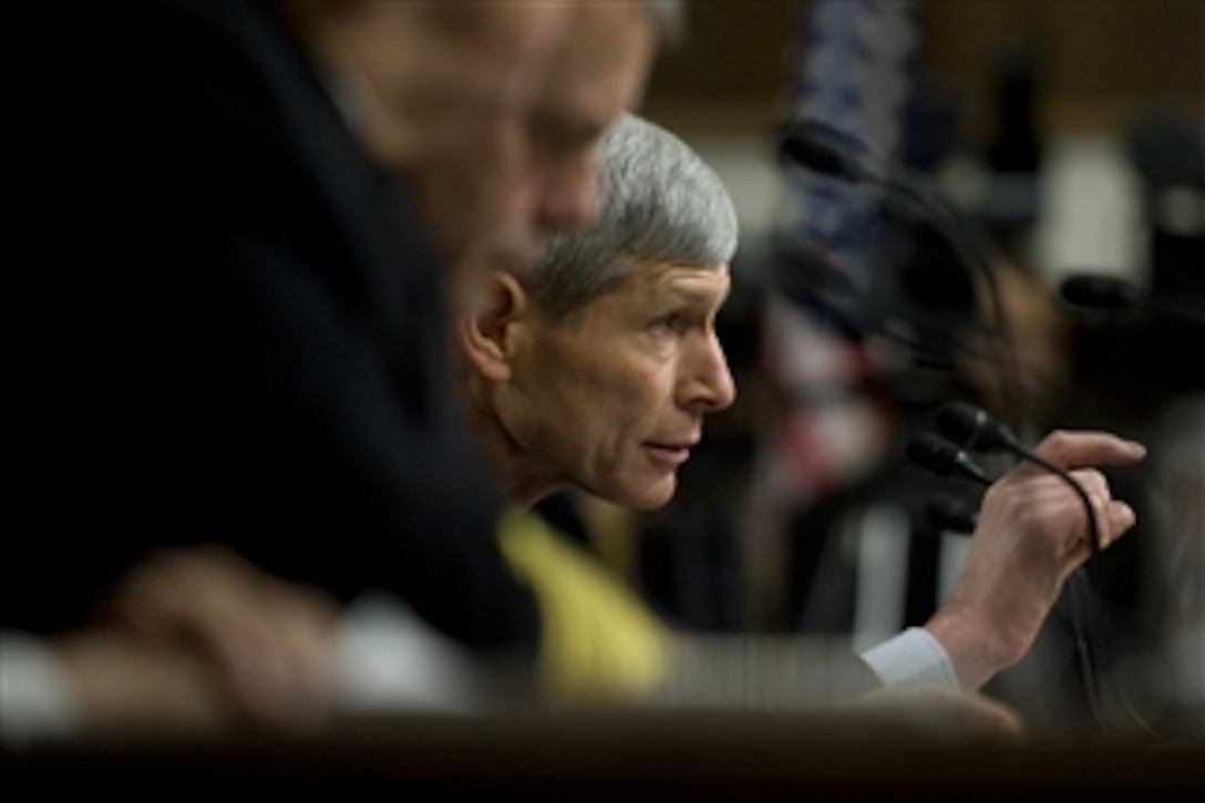 Air Force Chief of Staff Gen. Norton Schwartz testifies on Capitol Hill before the Senate Armed Services Committee's hearing on the military's "don't ask, don't tell" policy on Dec. 3, 2010.  