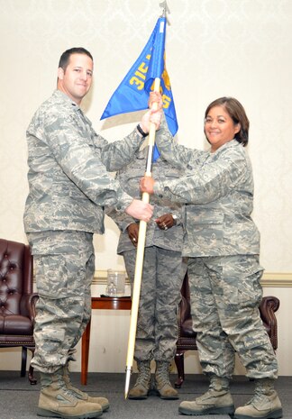 Lieutenant Colonel Maureen Robinson assumes command of the 315th Force Support Squadron from Lt. Col. Andrew Leone, 315th Mission Support Group commander on 5 Dec.