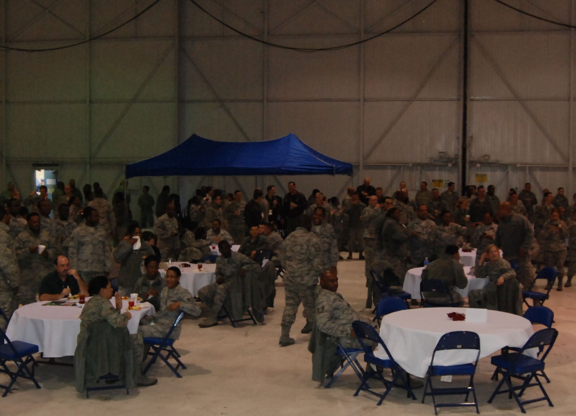 Citizen Airmen of the 94th Airlift Wing gathered at the Human Resources Development Council sponsored Holiday Party at Hangar 5 here Dec. 4. (U.S. Air Force photo/ Senior Airman Danielle Campbell)